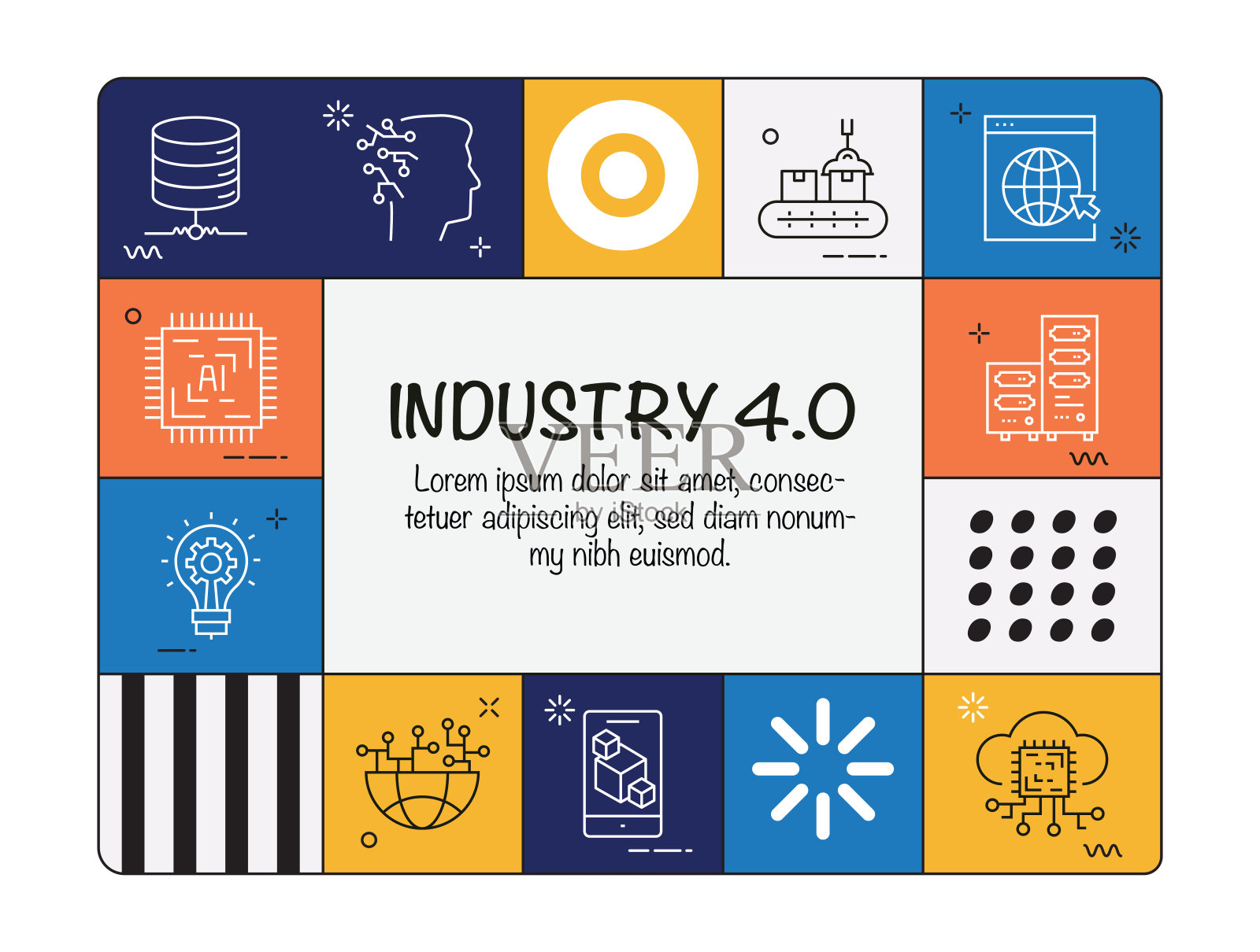 宣传单/宣传册概念封面设计：可用于多个领域的多彩设计插画图片素材