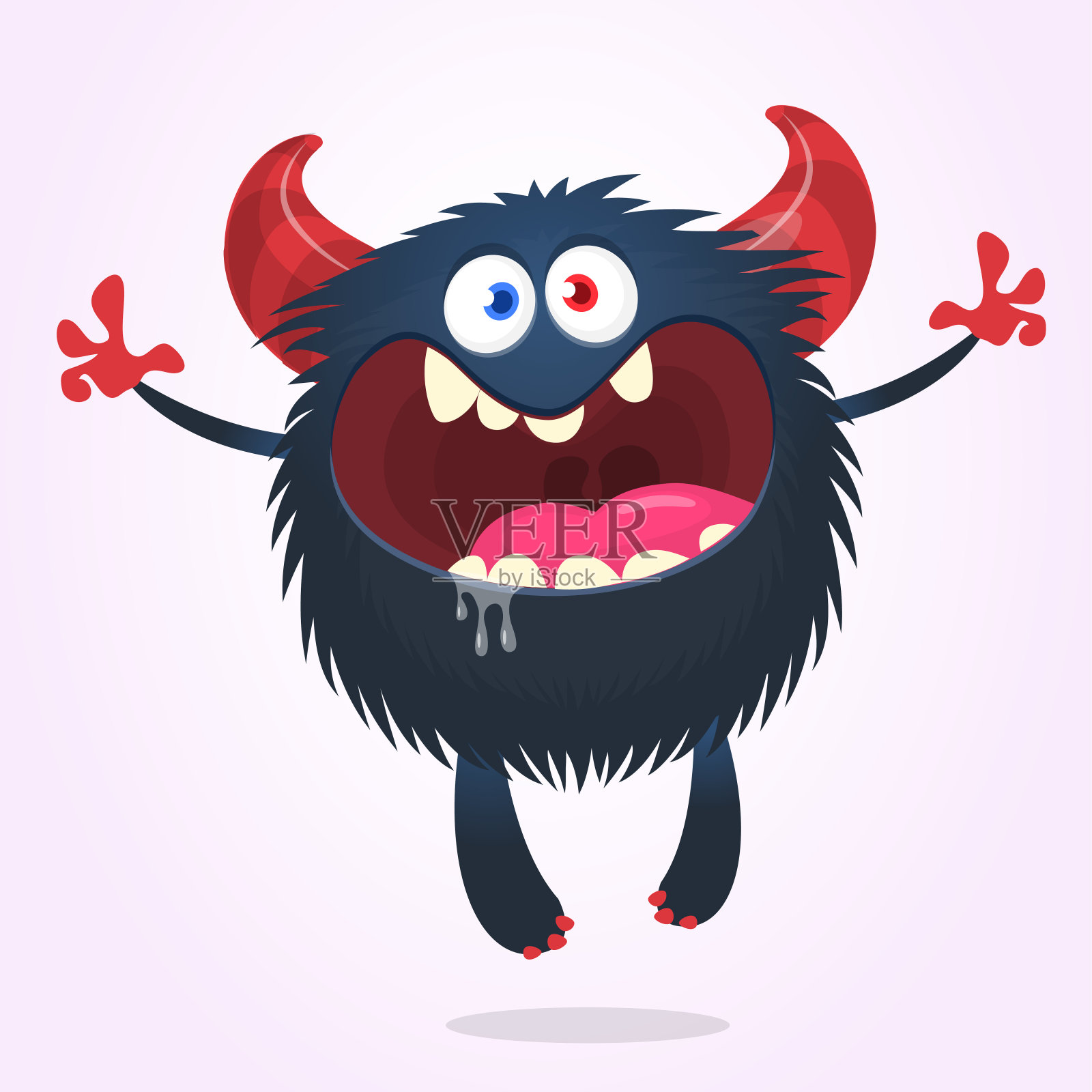 有趣的卡通微笑怪物角色。万圣节快乐的外星人插图。向量孤立插画图片素材