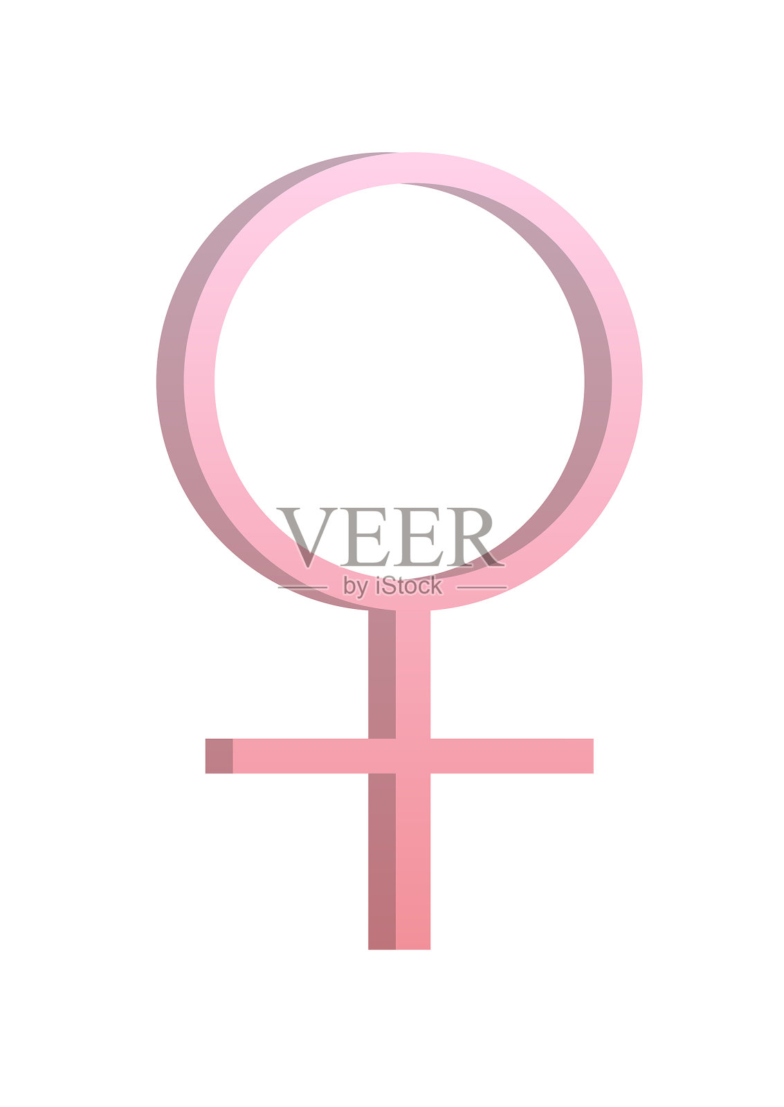 3D女性性别粉红色符号，图标。插画图片素材