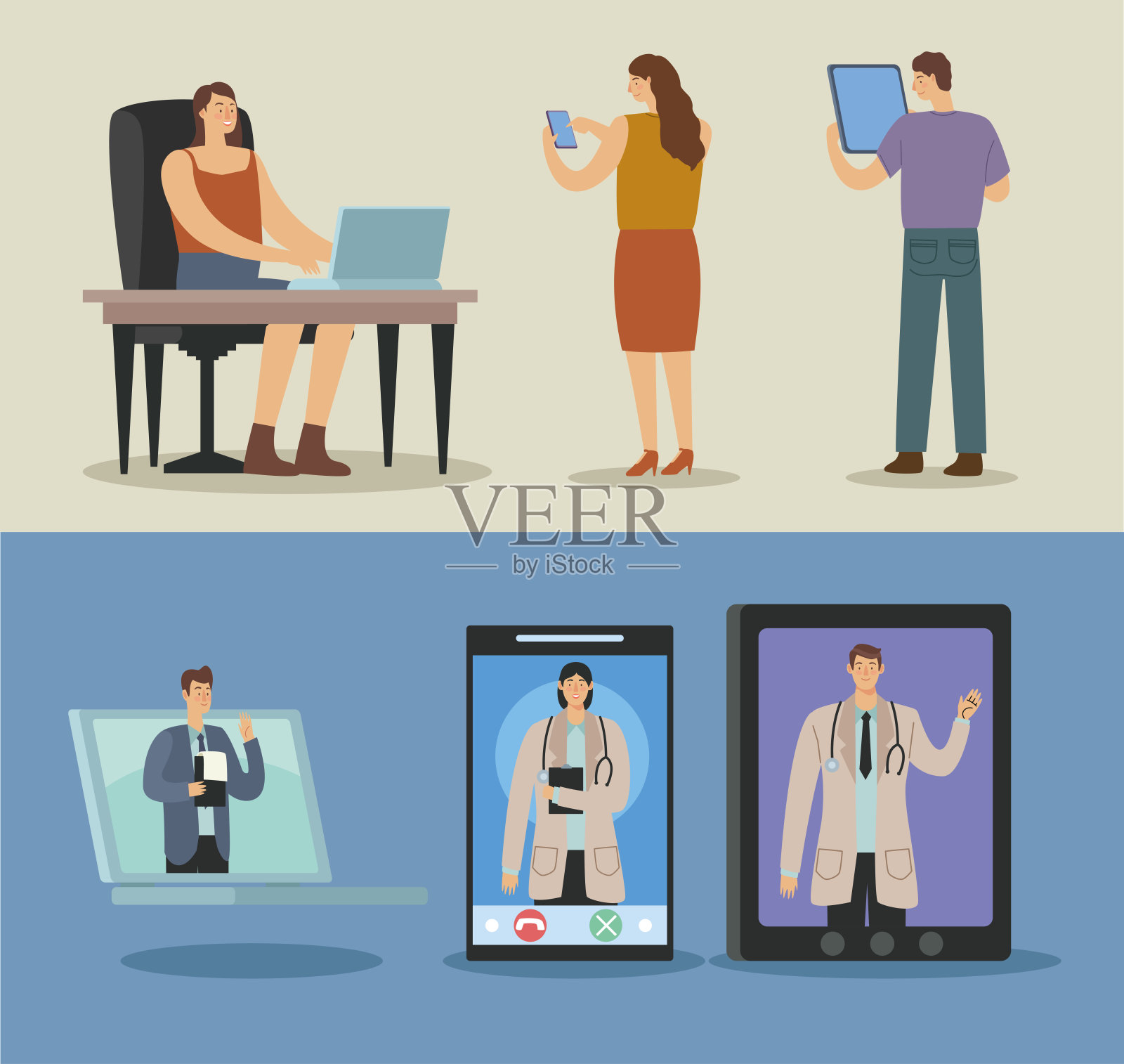 医生和病人插画图片素材