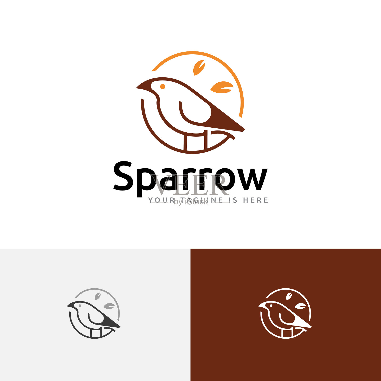 可爱的麻雀小鸟自然和平圈线设计元素图片