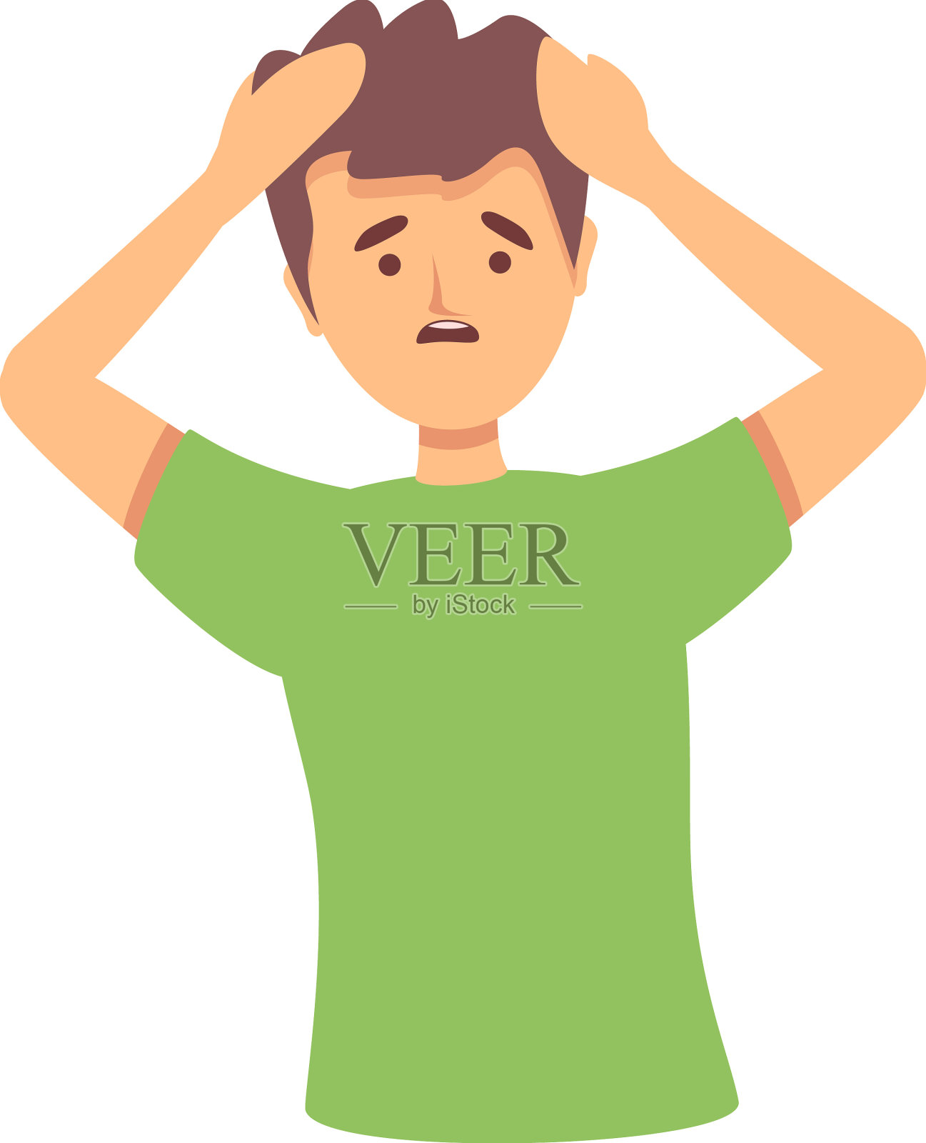 学生压力图标卡通恐慌症发作设计元素图片