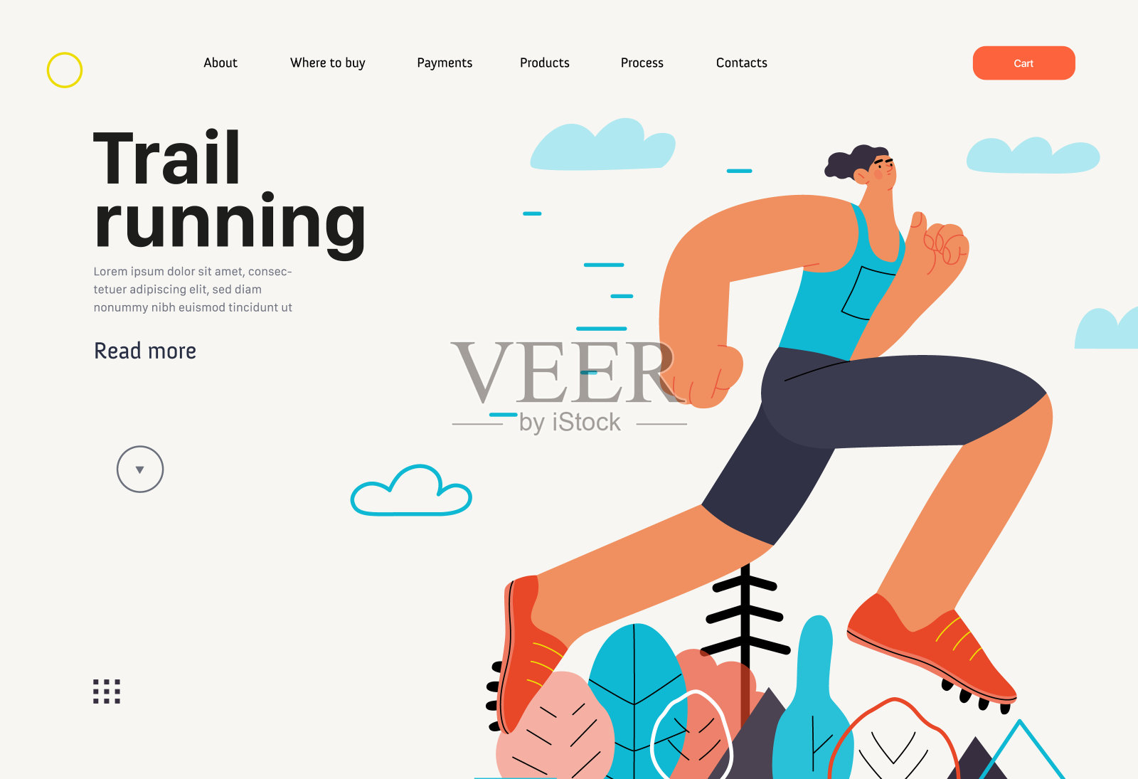 跑步者-一个人在户外跑步和锻炼，网站模板设计模板素材