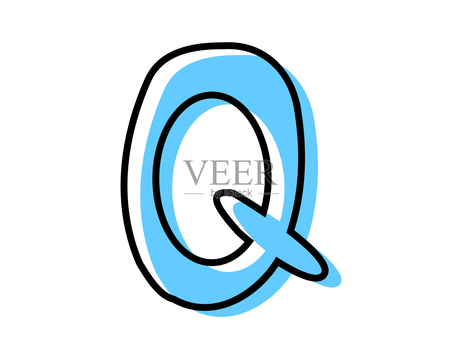 手写字母。向量。插图。大写字母q。设计元素图片