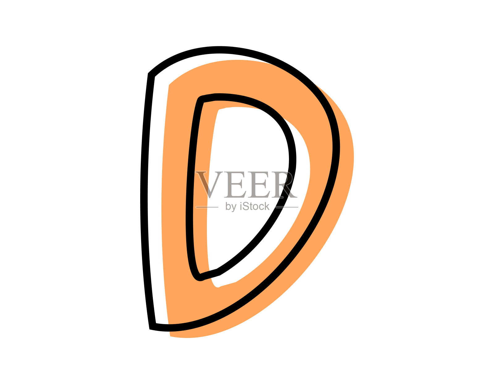 手写字母。向量。插图。大写字母。D。设计元素图片