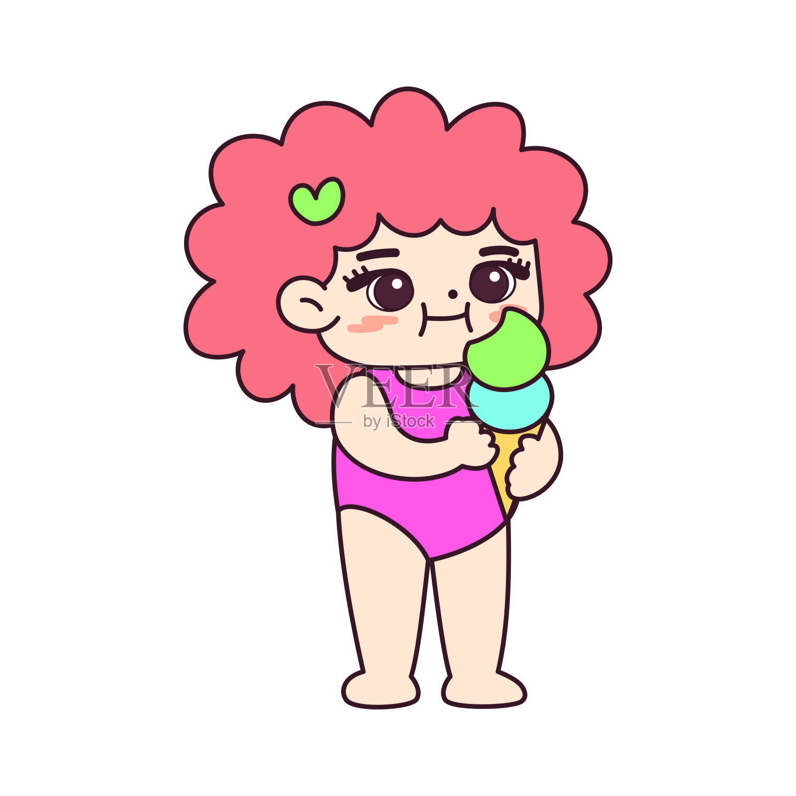 孤立的女孩冰淇淋海滩矢量插图设计元素图片