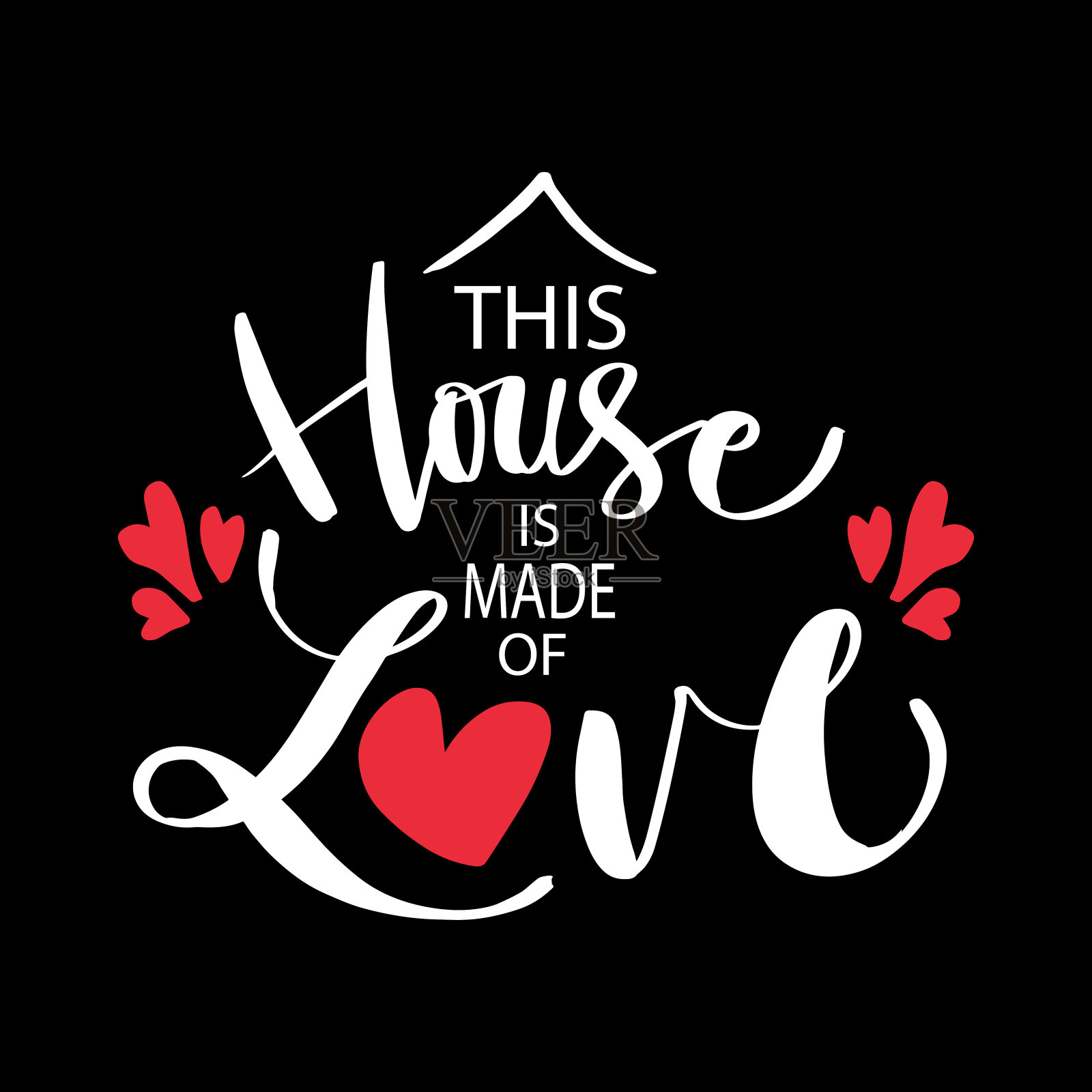 这房子是由爱建成的。手写励志名言。插画图片素材