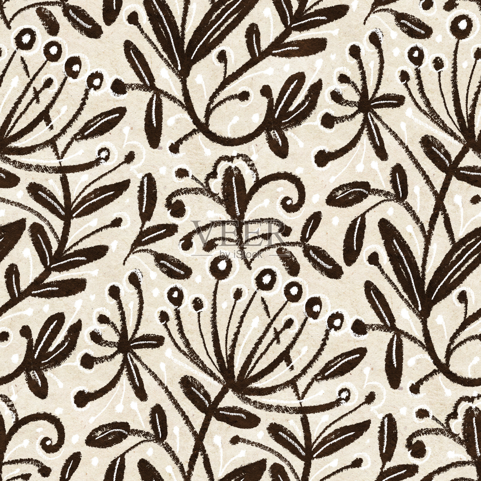 无缝图案与明亮的热带花卉插画图片素材