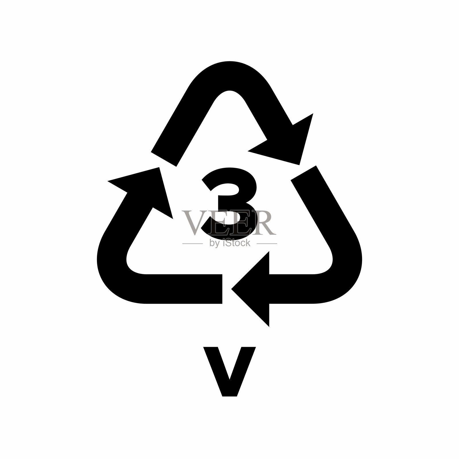 塑料回收代号适用于包装(PVC、V)。插画图片素材