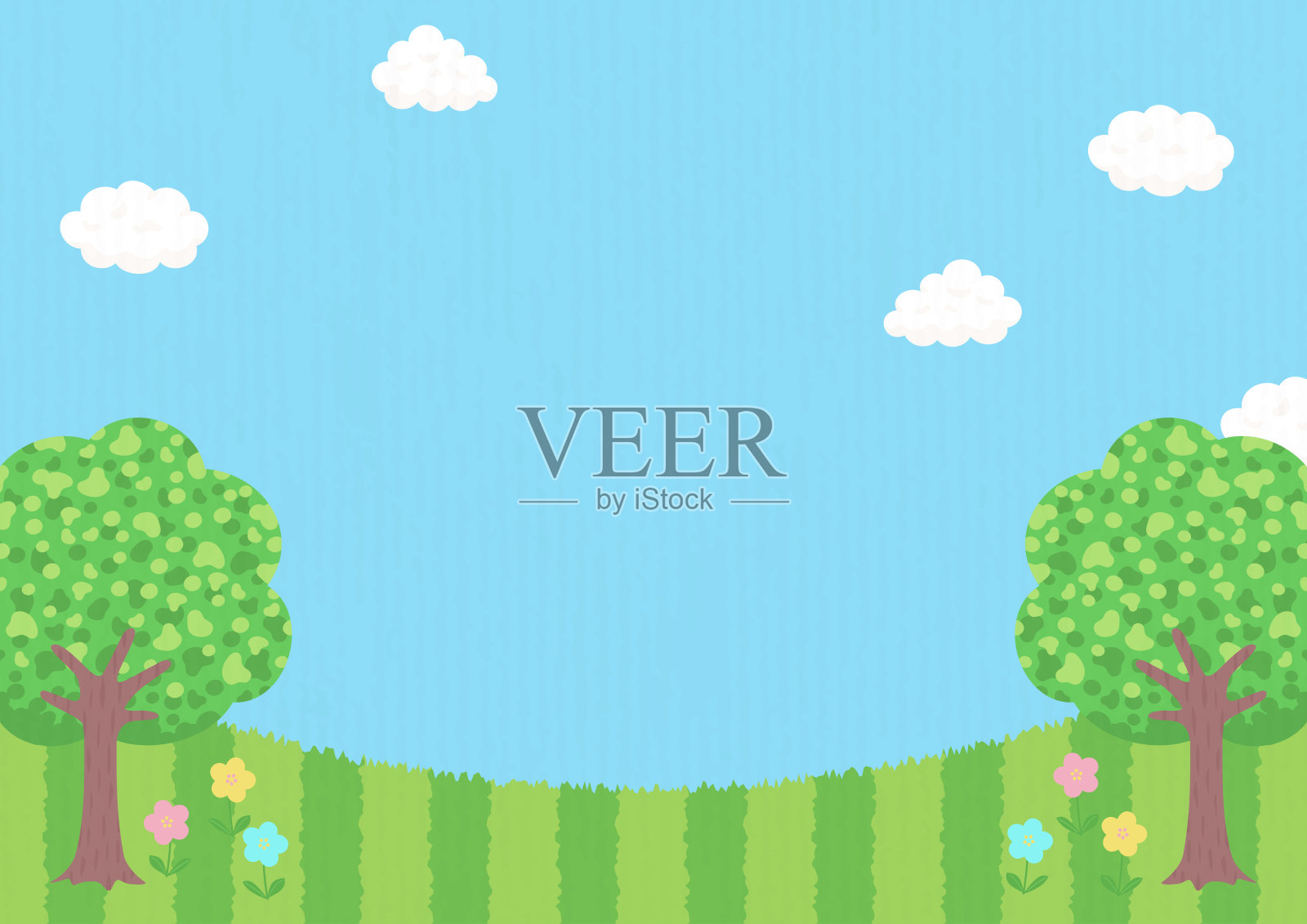 景观与树木，背景矢量插图插画图片素材