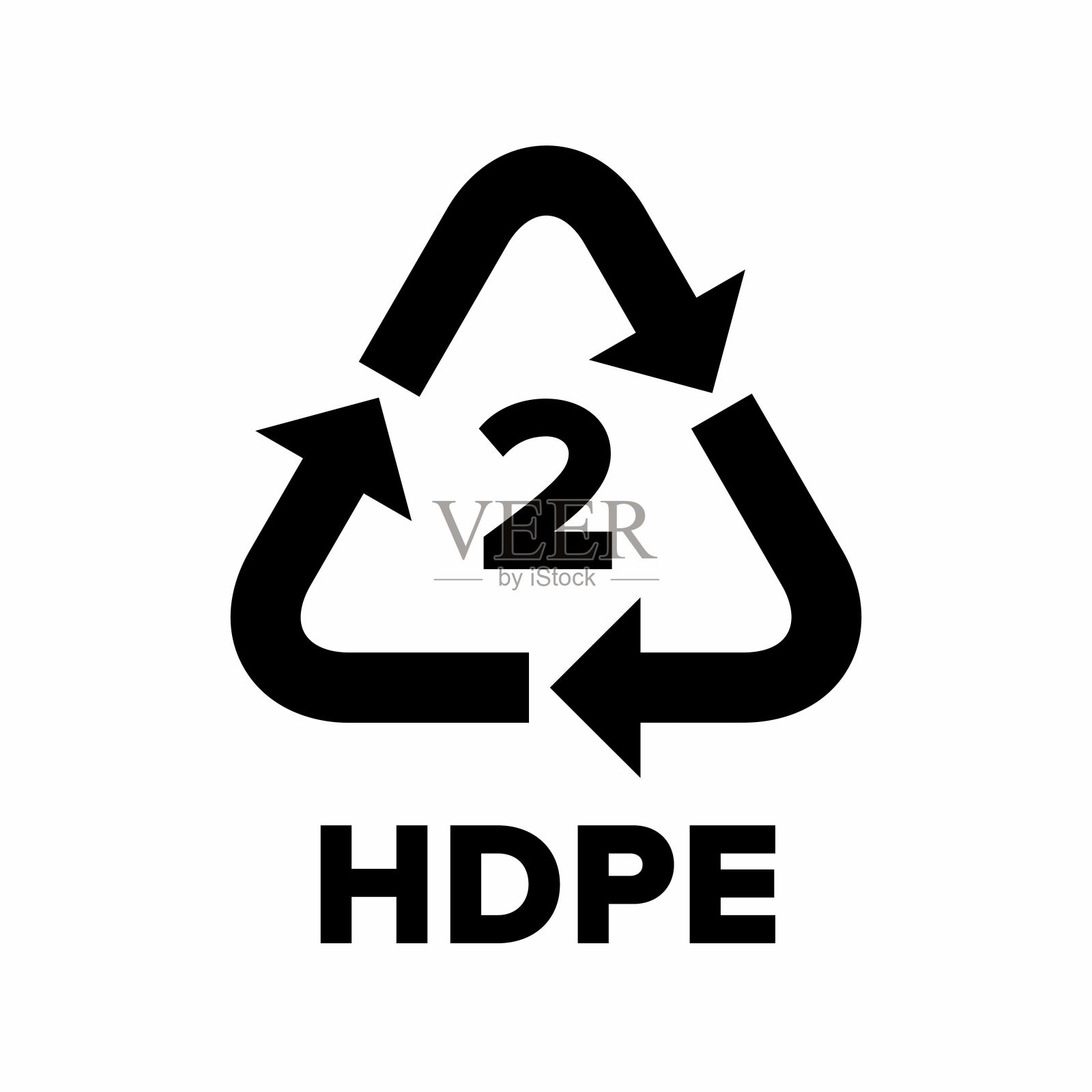 塑料回收代码适用于包装(PEHD, HDPE, PE)。插画图片素材