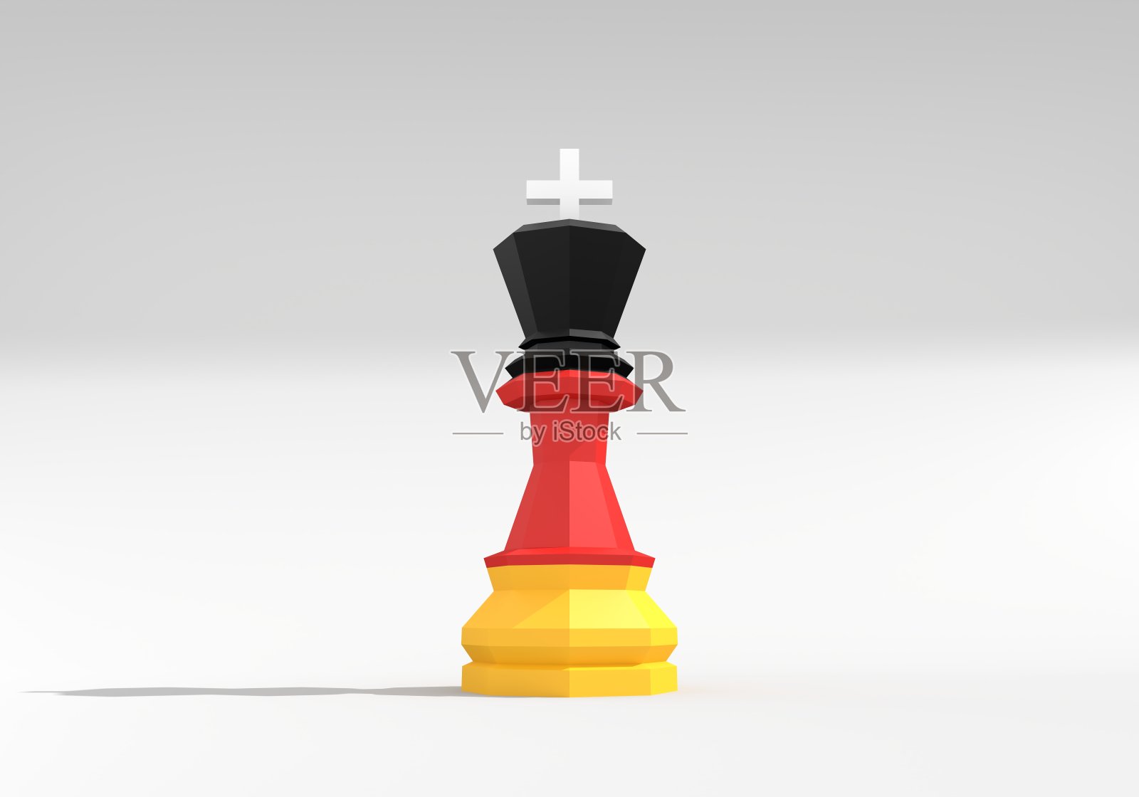 国际象棋。德国国旗装饰的低多边形模型。3D渲染照片摄影图片