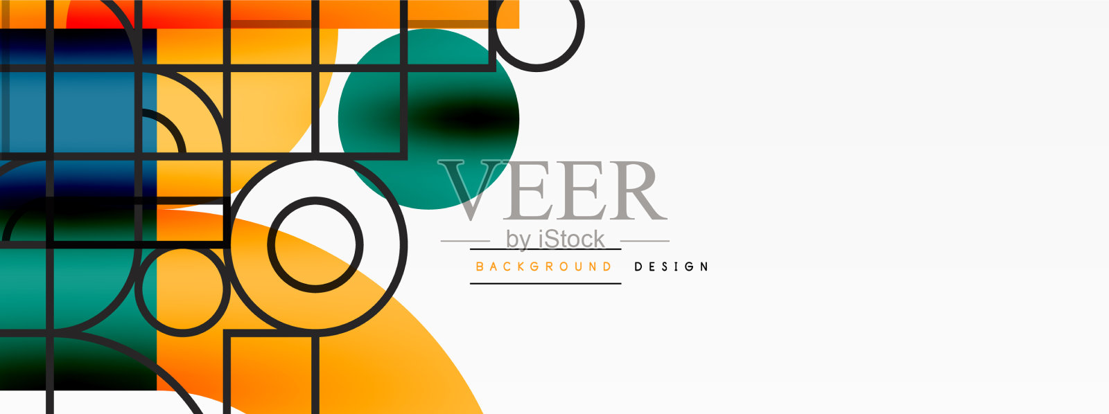 圆形和方形的几何背景圆形插画图片素材