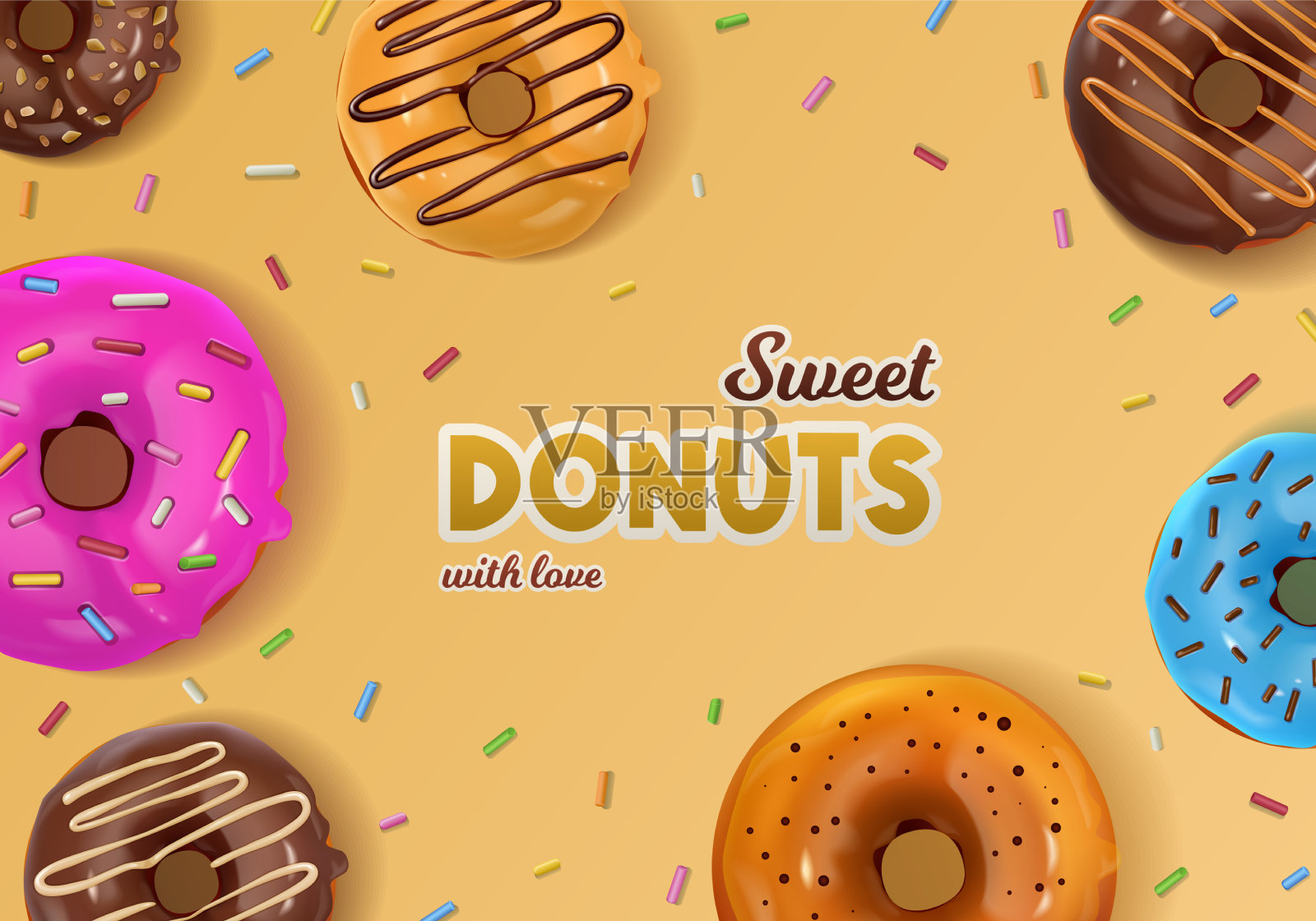 甜甜圈现实的背景插画图片素材
