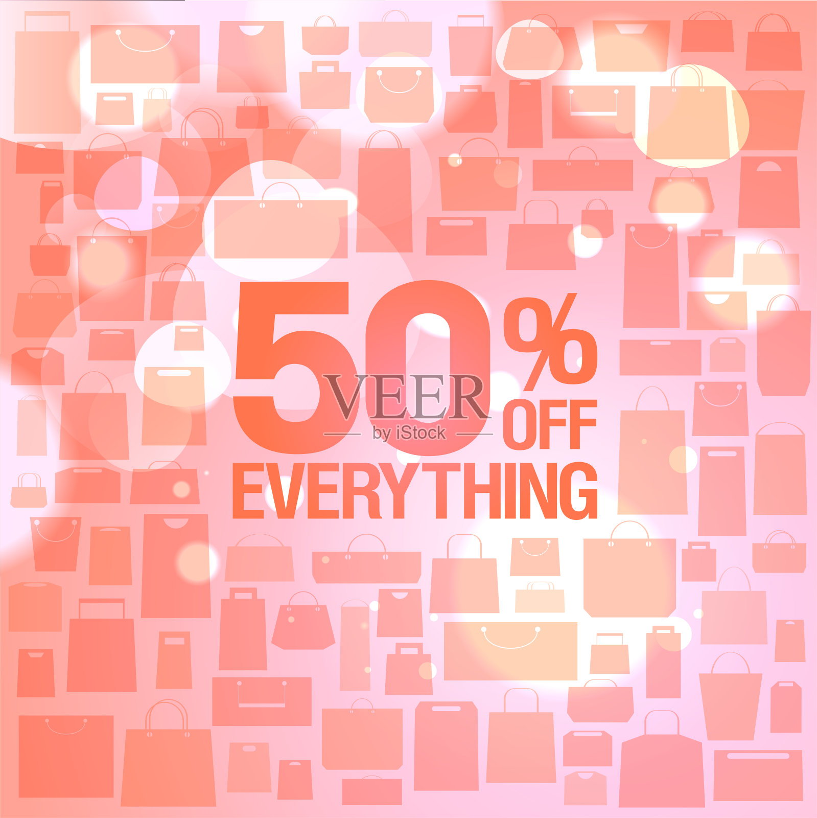 半价出售矢量折扣网络横幅模型与购物袋图案插画图片素材