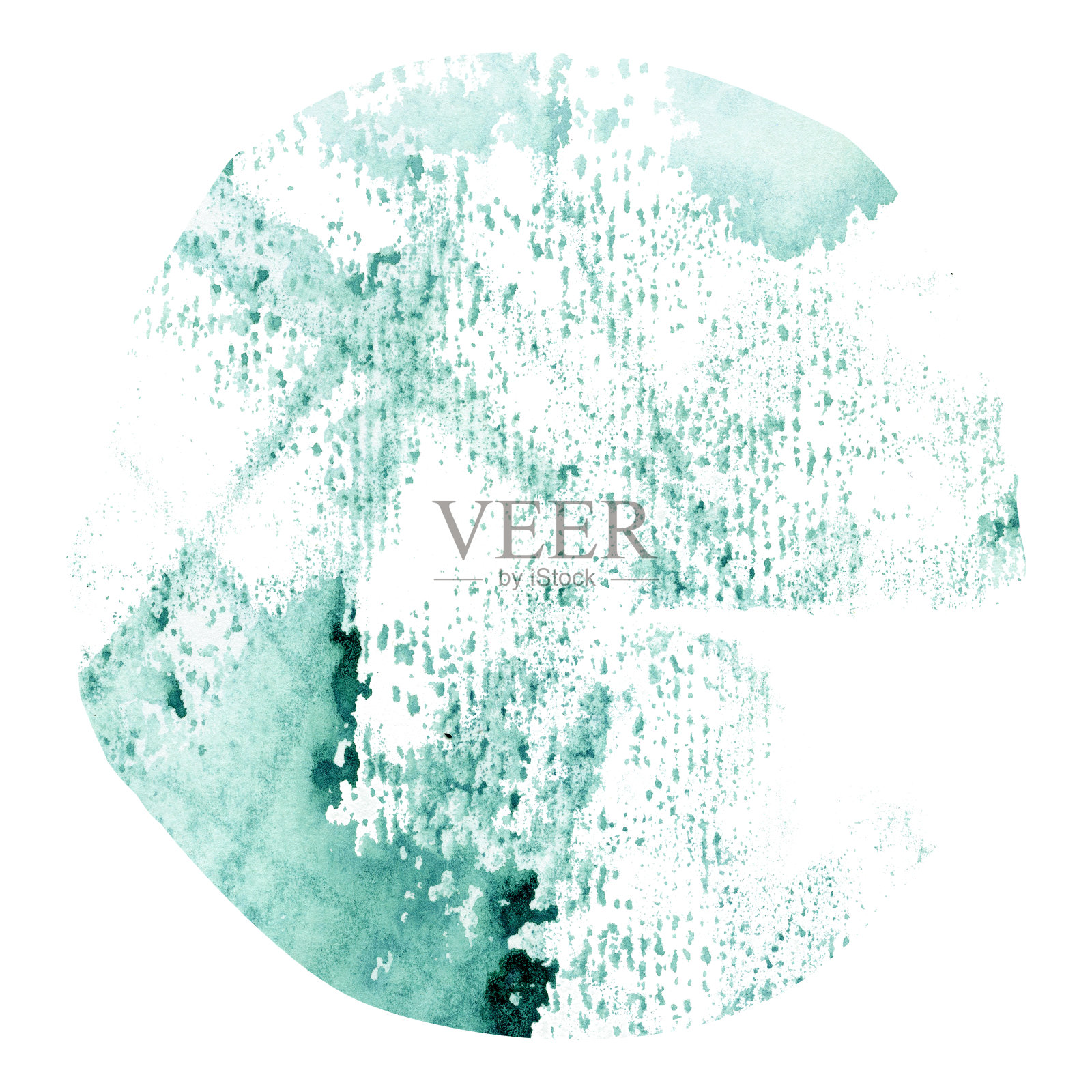 抽象的绿松石形状纹理水彩背景的名片，横幅。手绘喷溅，斑点，污渍颜色元素社会媒体模板，故事，画布贴纸插画图片素材