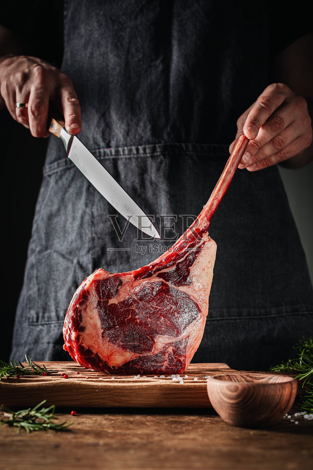 战斧牛排男刀照片摄影图片
