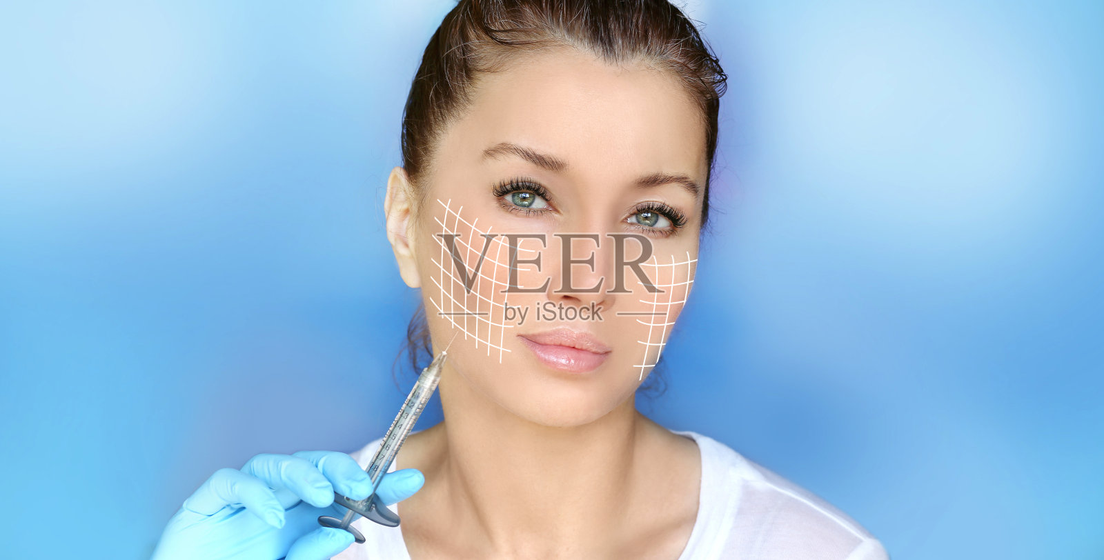 复兴的概念。卷起重。特定部位注射透明质酸。照片摄影图片