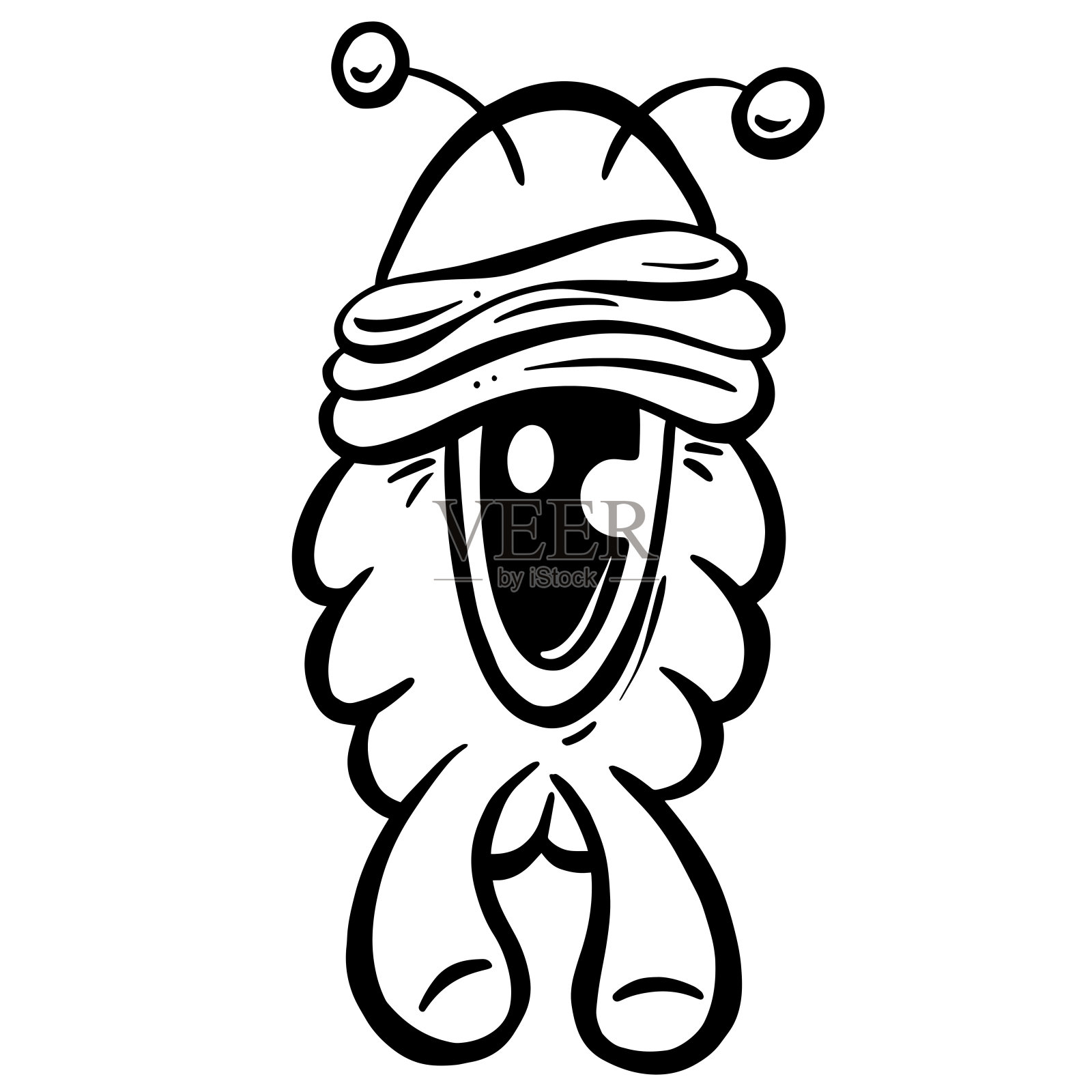 有趣的虚构怪物吉祥物卡通人物插画图片素材