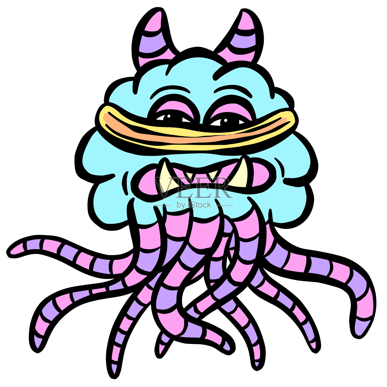 有趣的虚构怪物吉祥物卡通人物插画图片素材