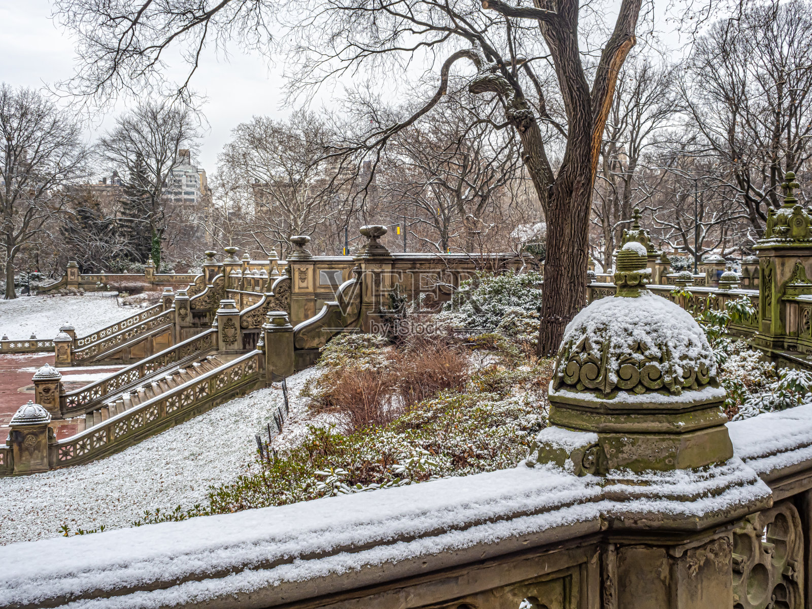 贝塞斯达露台和喷泉照片摄影图片