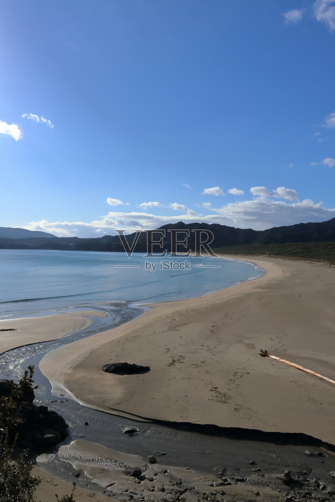 冲木海滩，优美的曲线，冬季(高知县土生水市)照片摄影图片