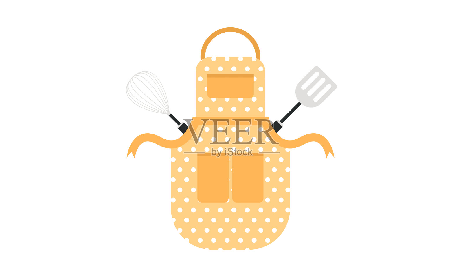 一套彩色围裙波尔卡点围裙插画图片素材