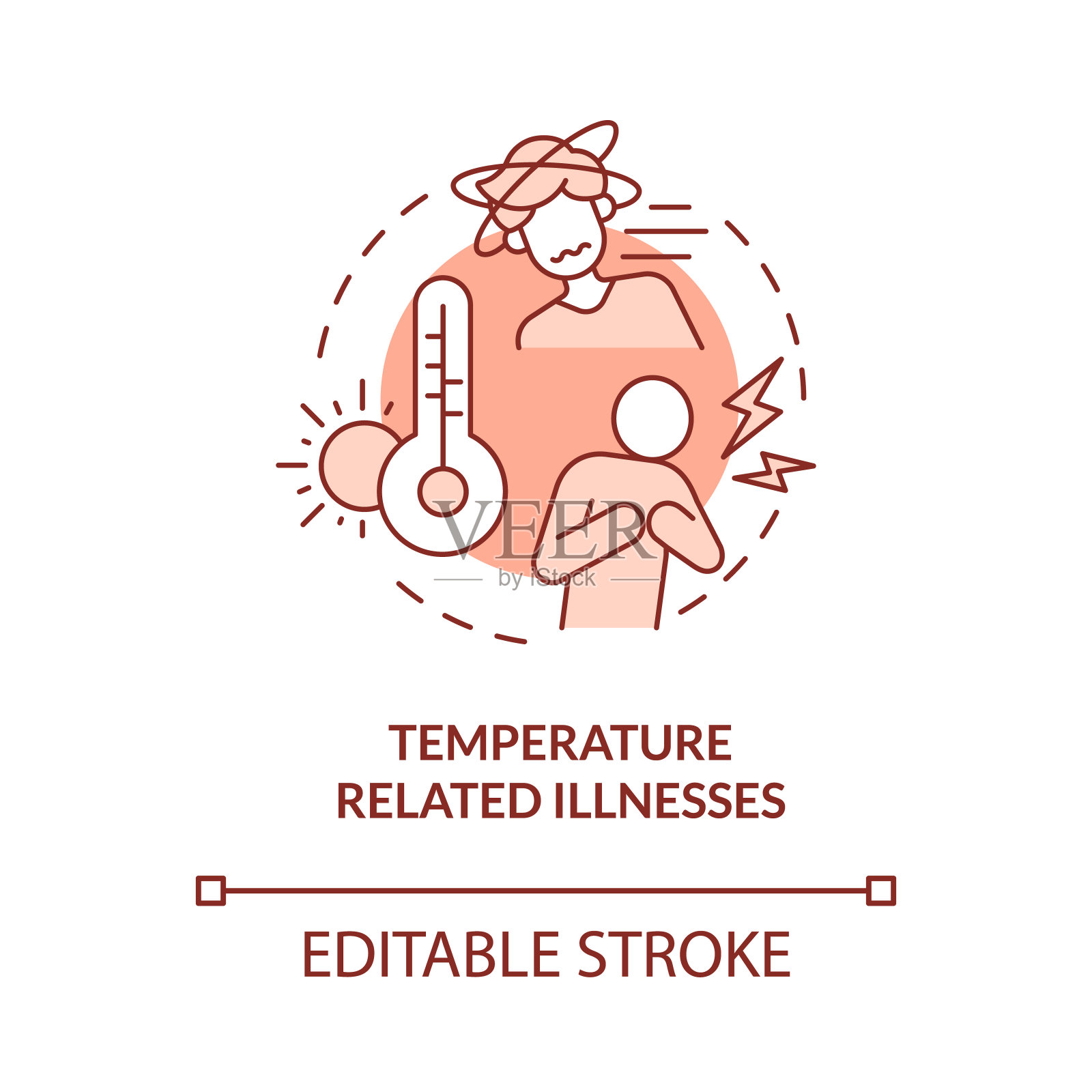 温度相关疾病红色概念图标插画图片素材