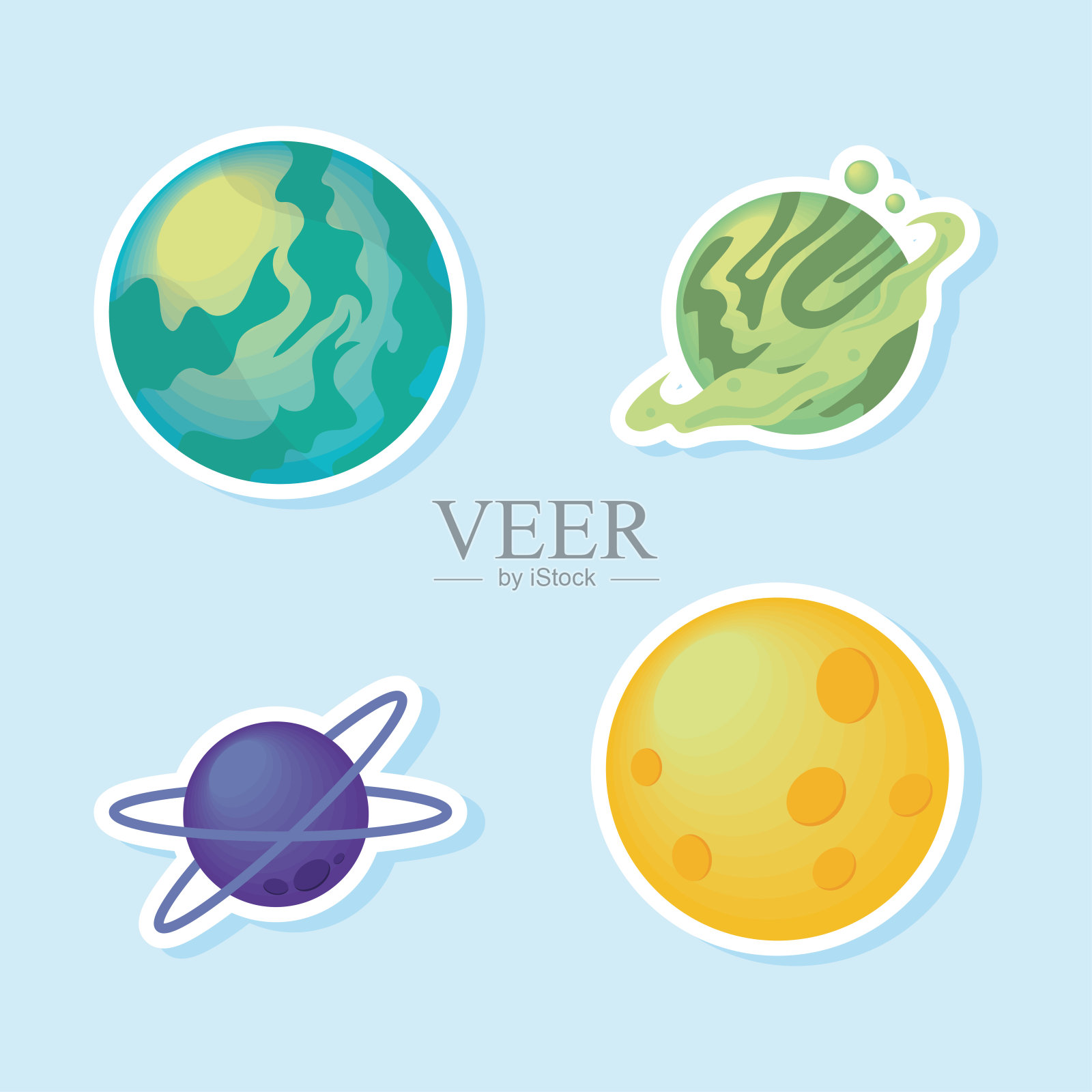 太空行星贴纸插画图片素材