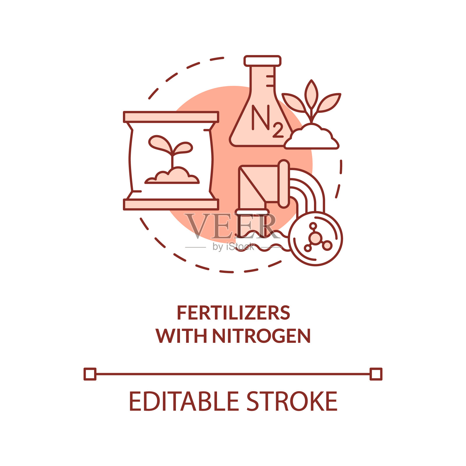 肥料与氮红色概念图标插画图片素材