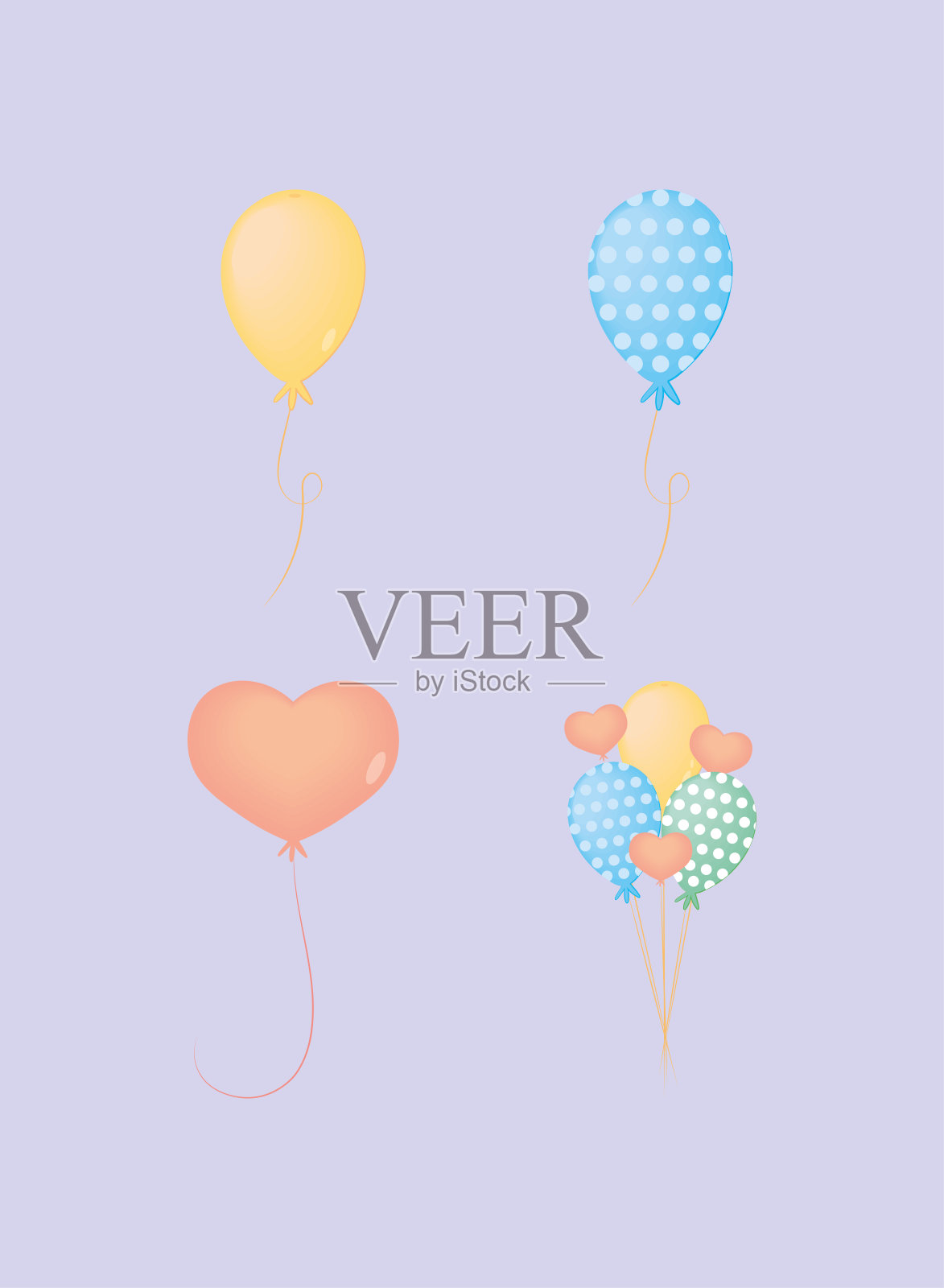 一套气球派对插画图片素材