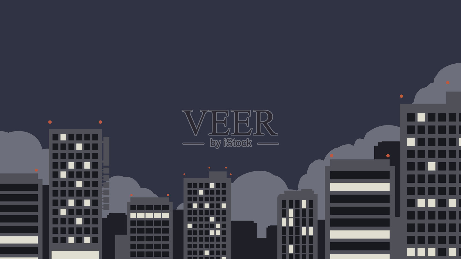 城市夜云面插画图片素材