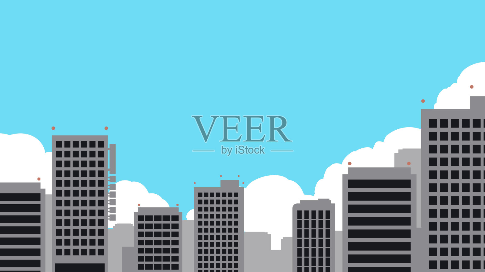 挨着城市白天的云朵插画图片素材