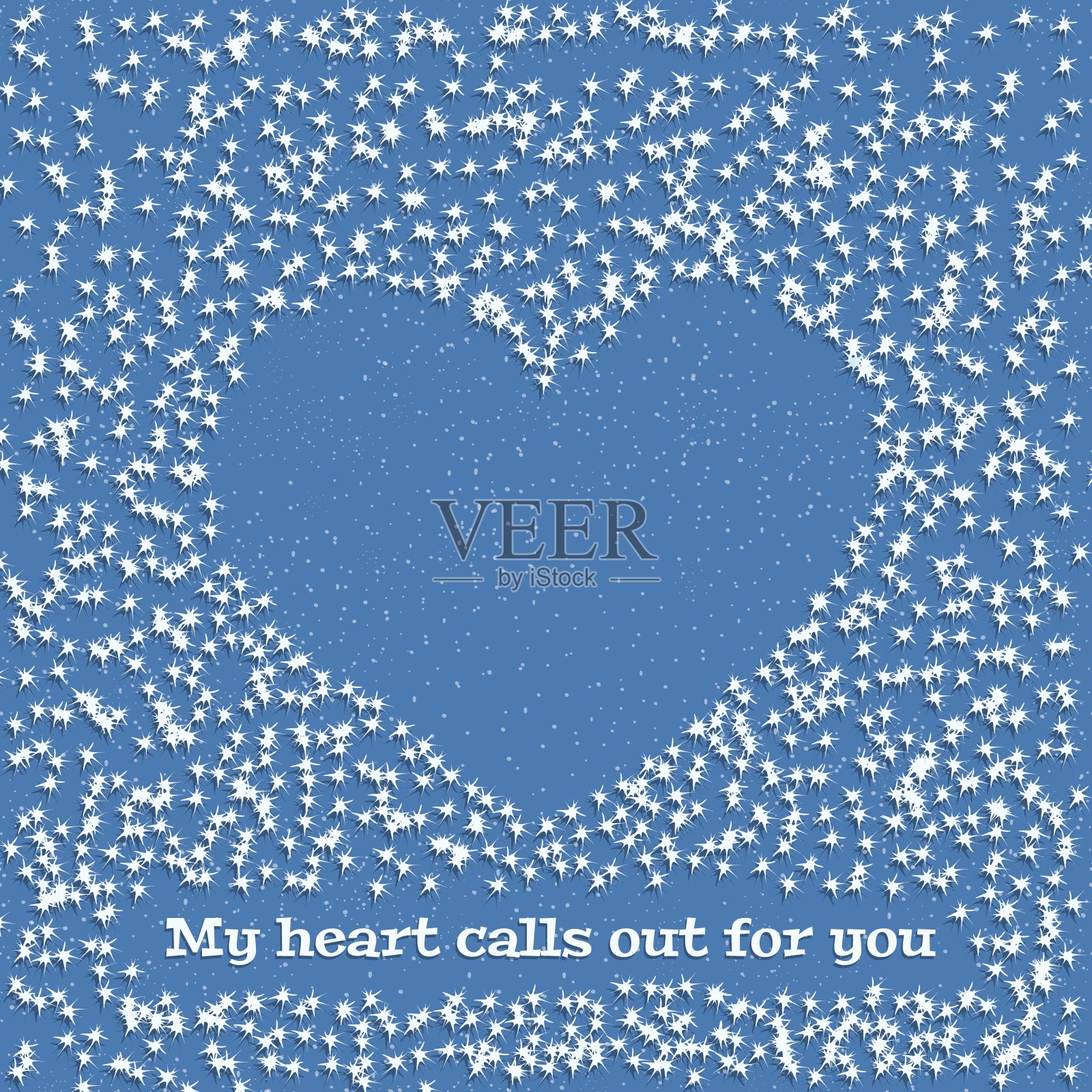 心脏形状在雪上的蓝色背景向量插图插画图片素材