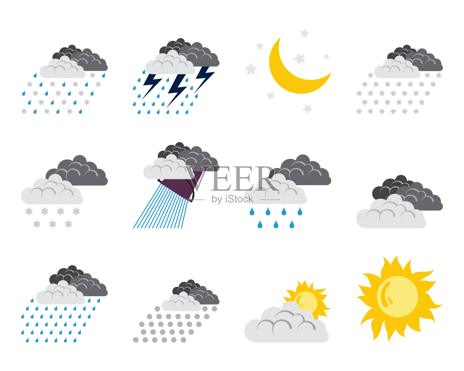 天气图标设置插画图片素材