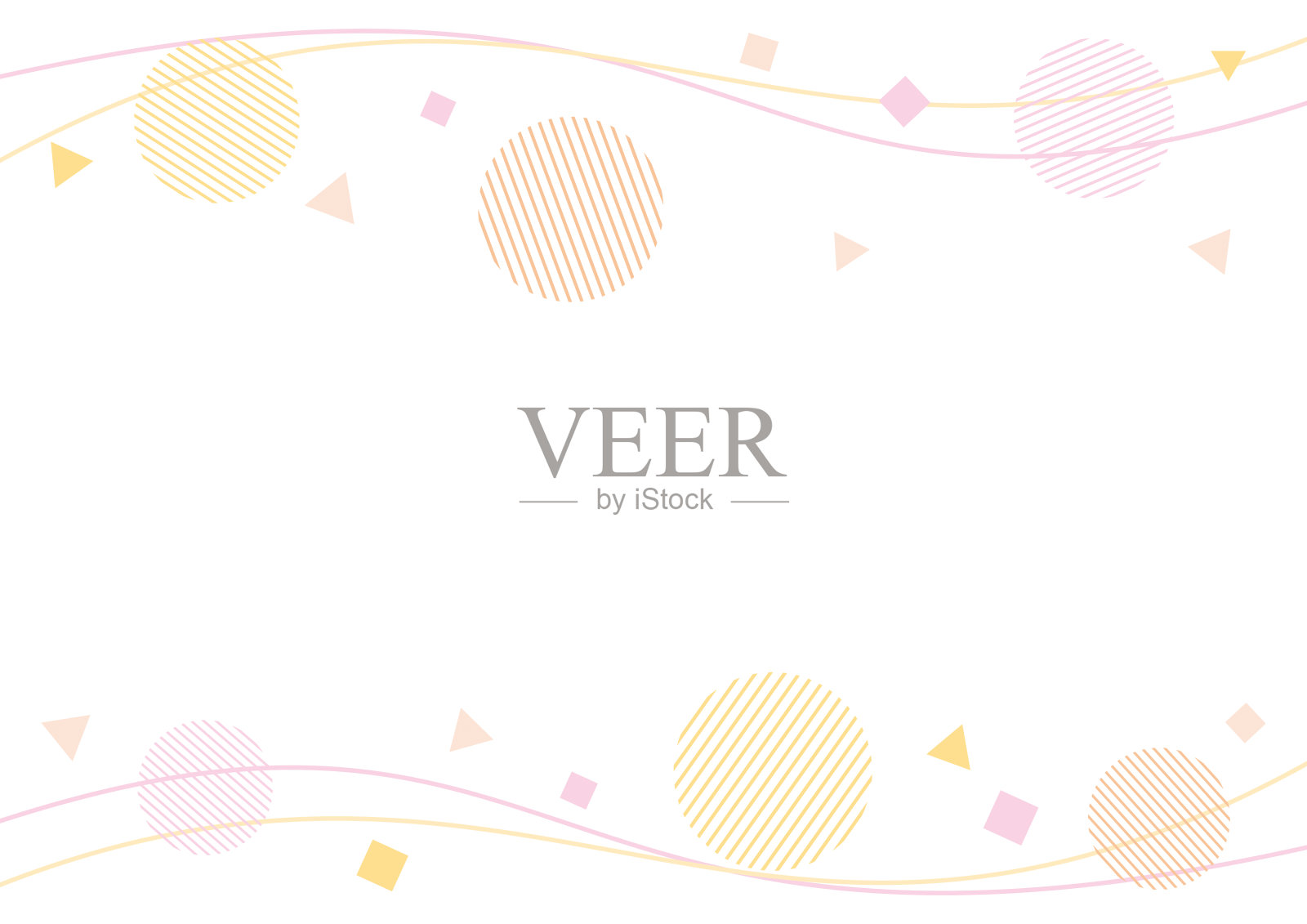 粉彩框架与圆圈和波浪线插画图片素材