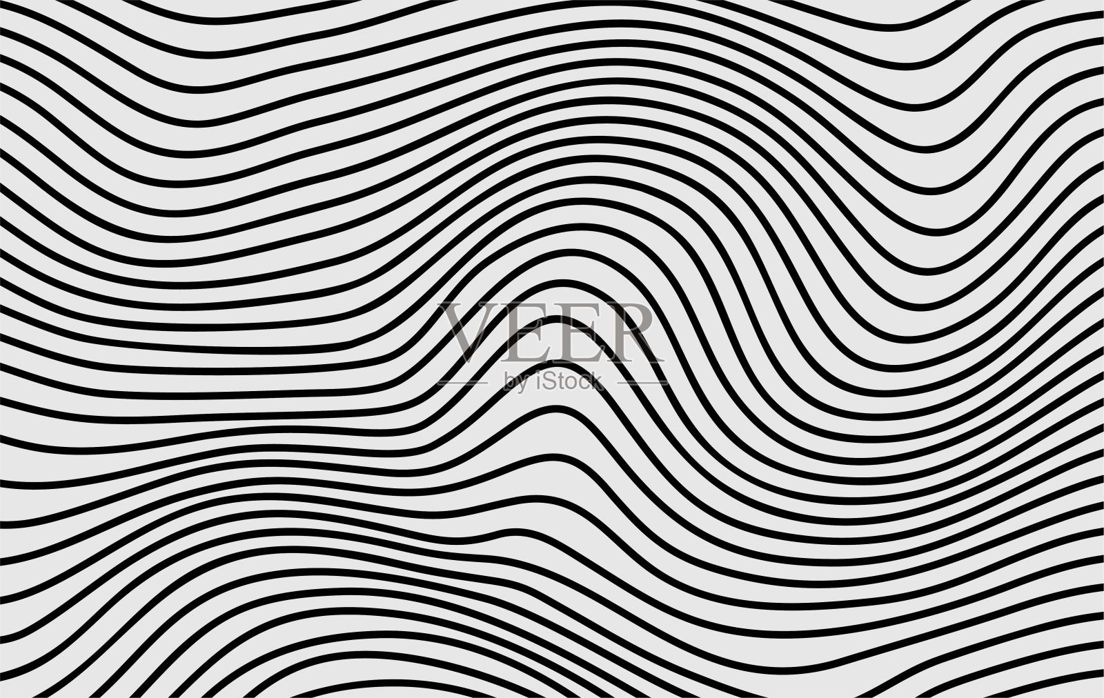 抽象。海浪。白色背景上的黑线。插画图片素材