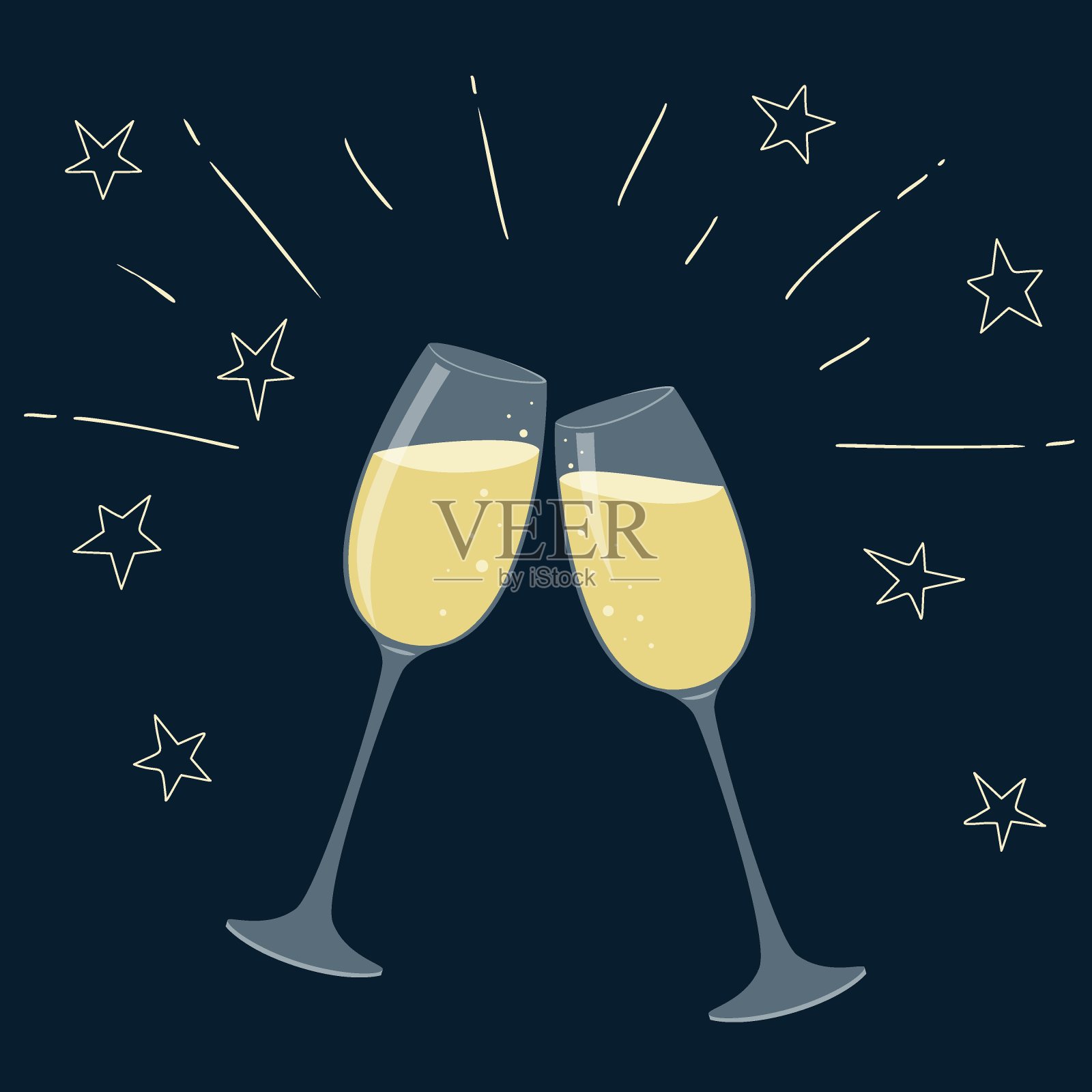 香槟戴眼镜插画图片素材