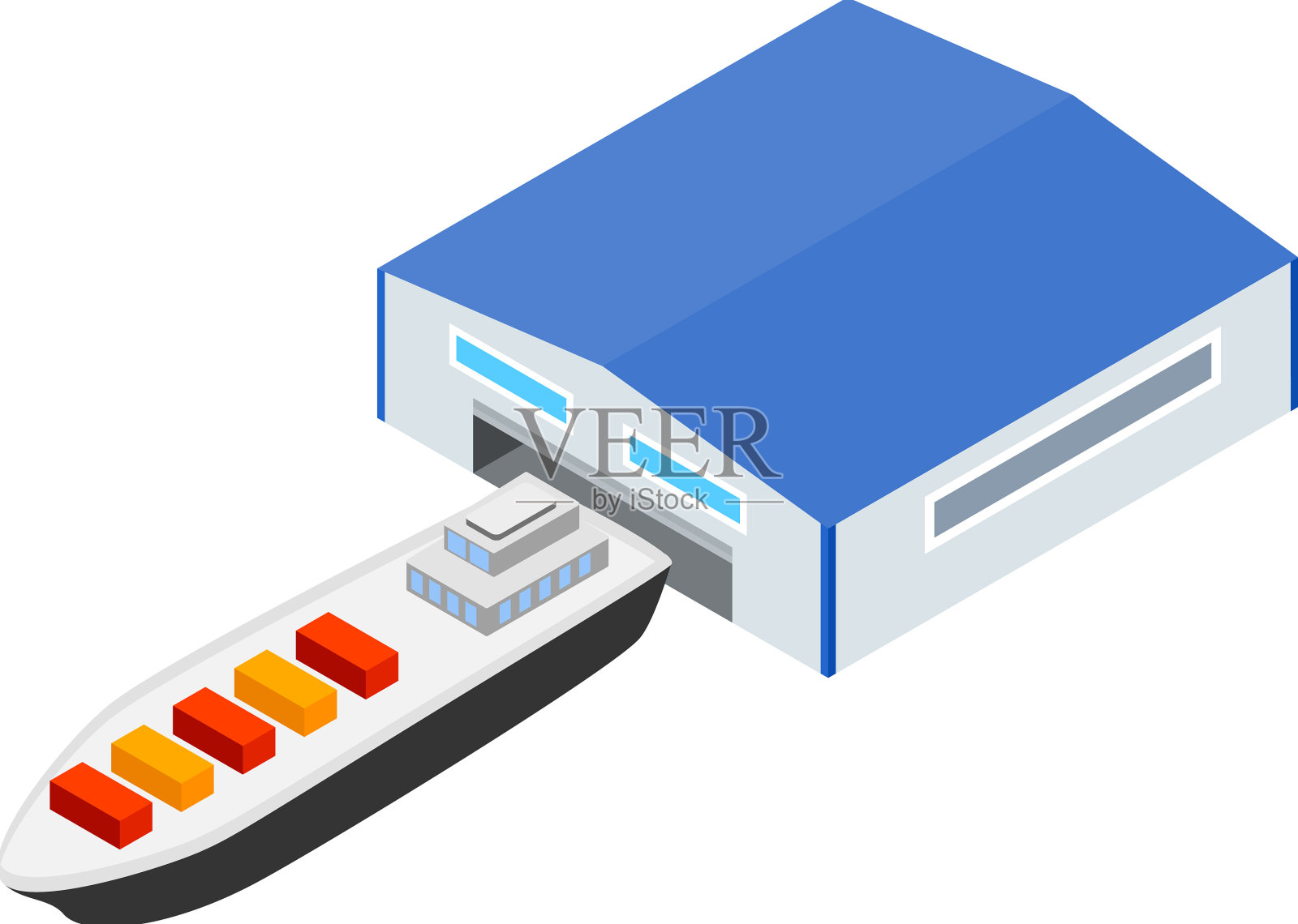 货轮图标等距大现代插画图片素材