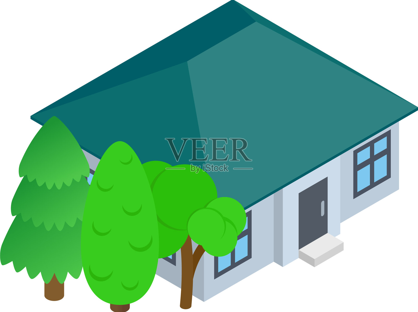 乡村住宅图标等距新一层插画图片素材