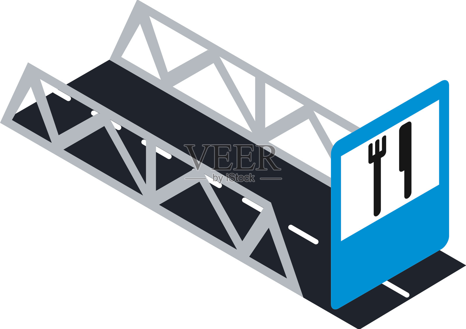 餐厅标志图标等距公路桥插画图片素材
