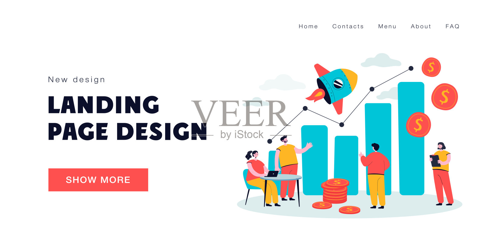 看着增长图表的小销售经理插画图片素材