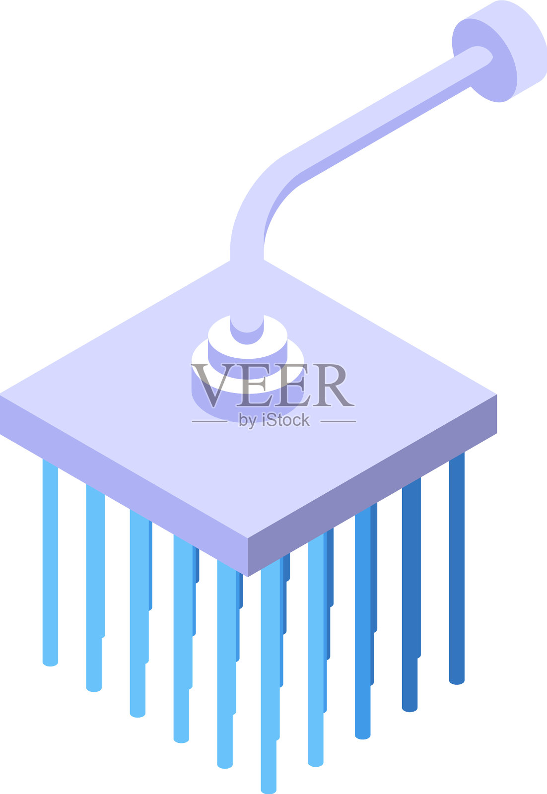 水疗淋浴头图标等距水浴插画图片素材