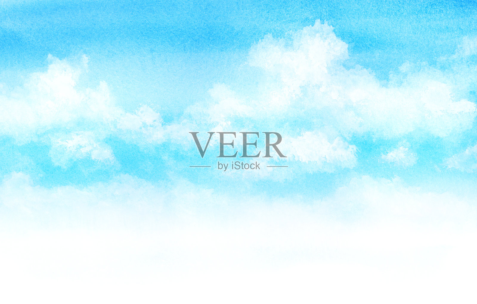 蓝色天空的水彩插图插画图片素材