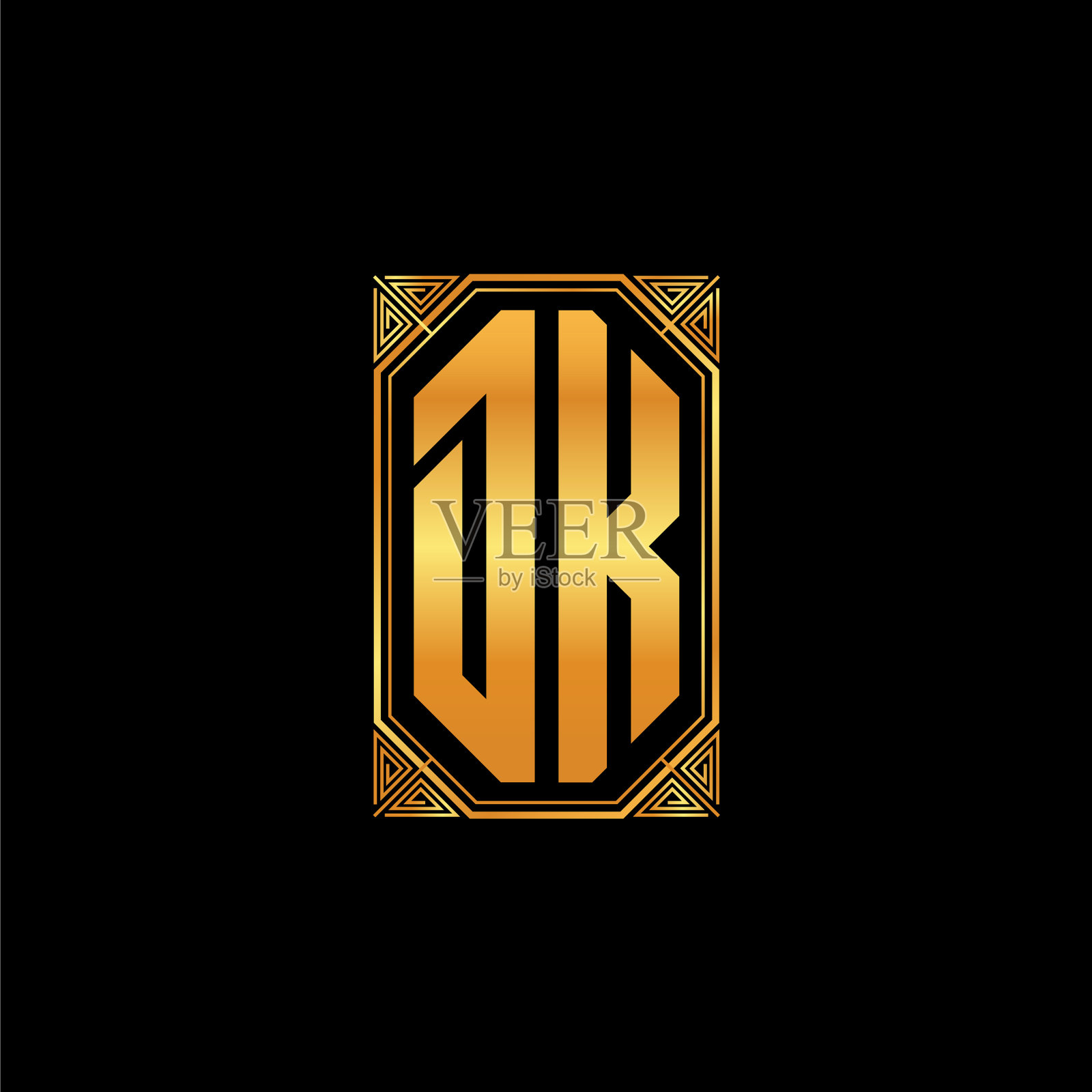 Dk logo字母几何金色风格插画图片素材