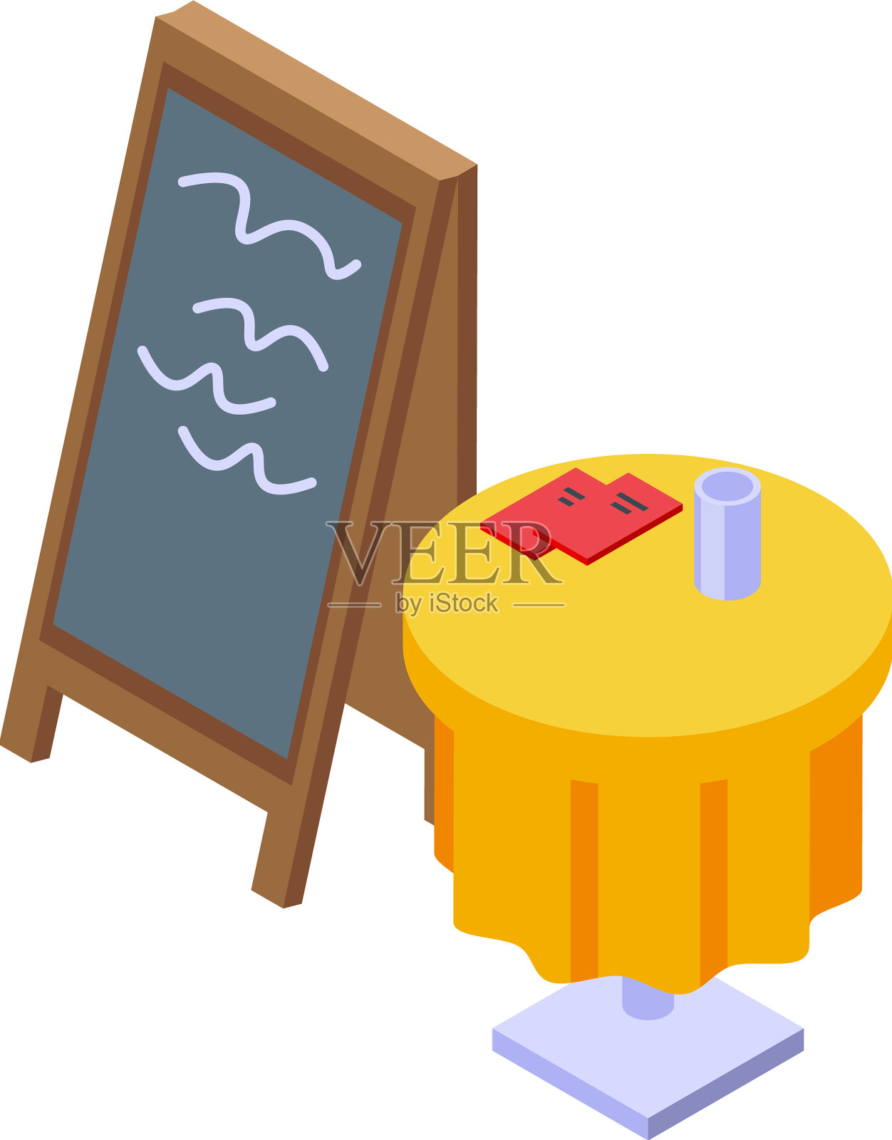 街道自助餐厅图标等距城市咖啡馆插画图片素材