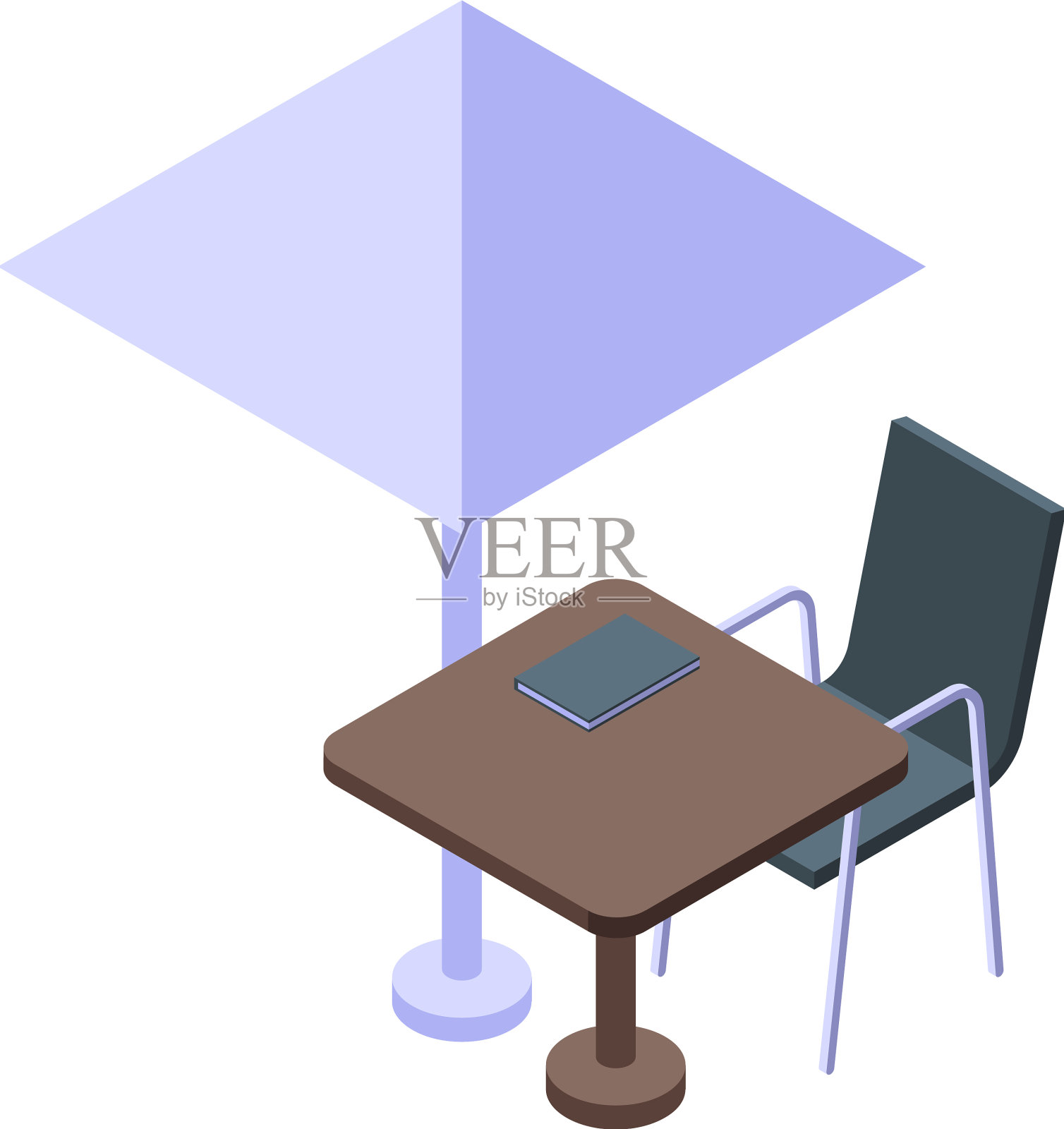 街道咖啡桌图标等距城市插画图片素材