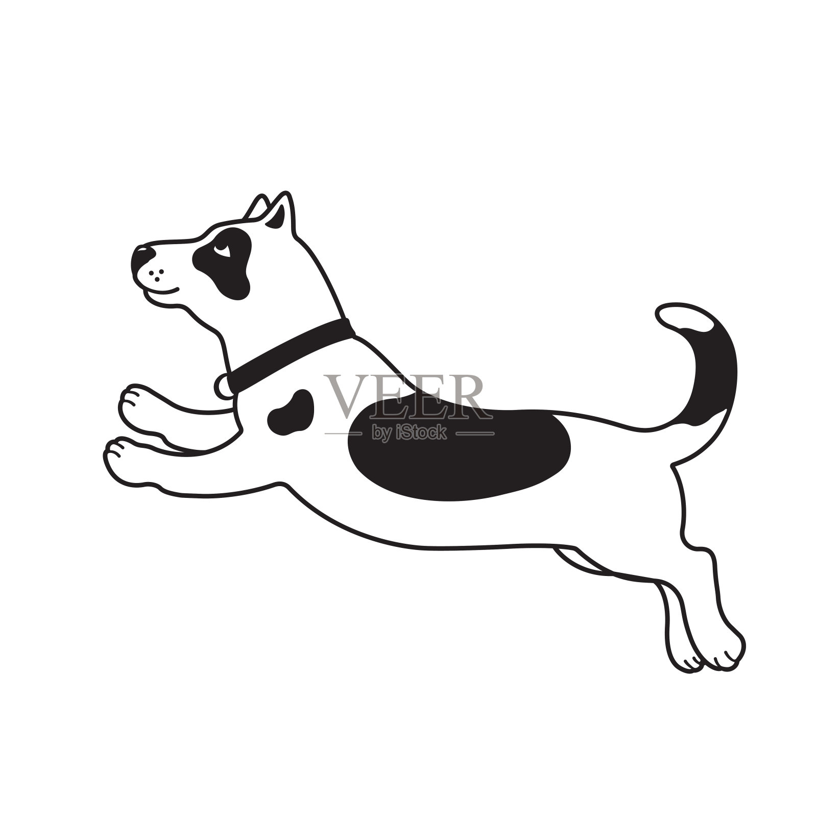 一只走狗的黑色剪影插画图片素材