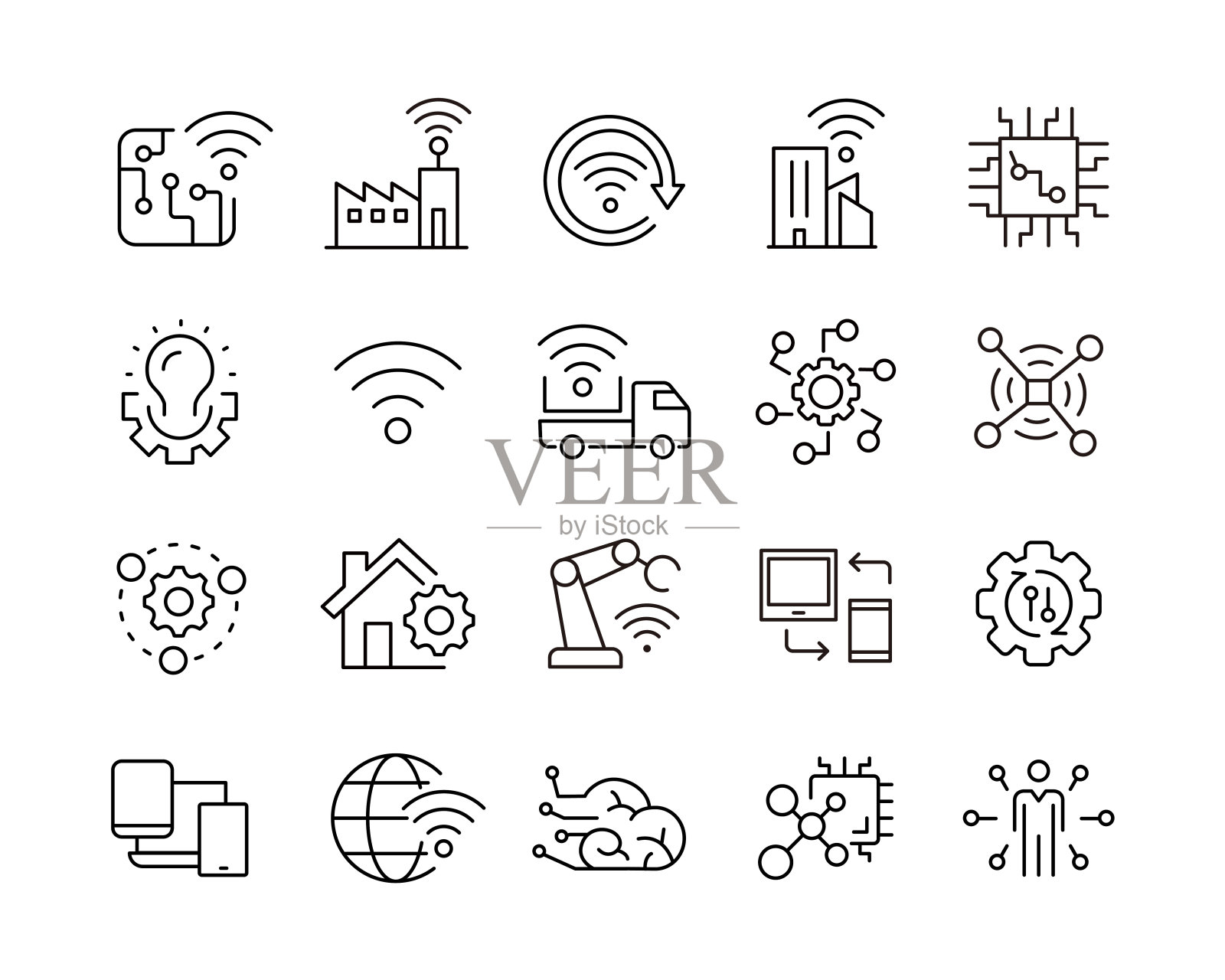物联网图标-向量线插画图片素材