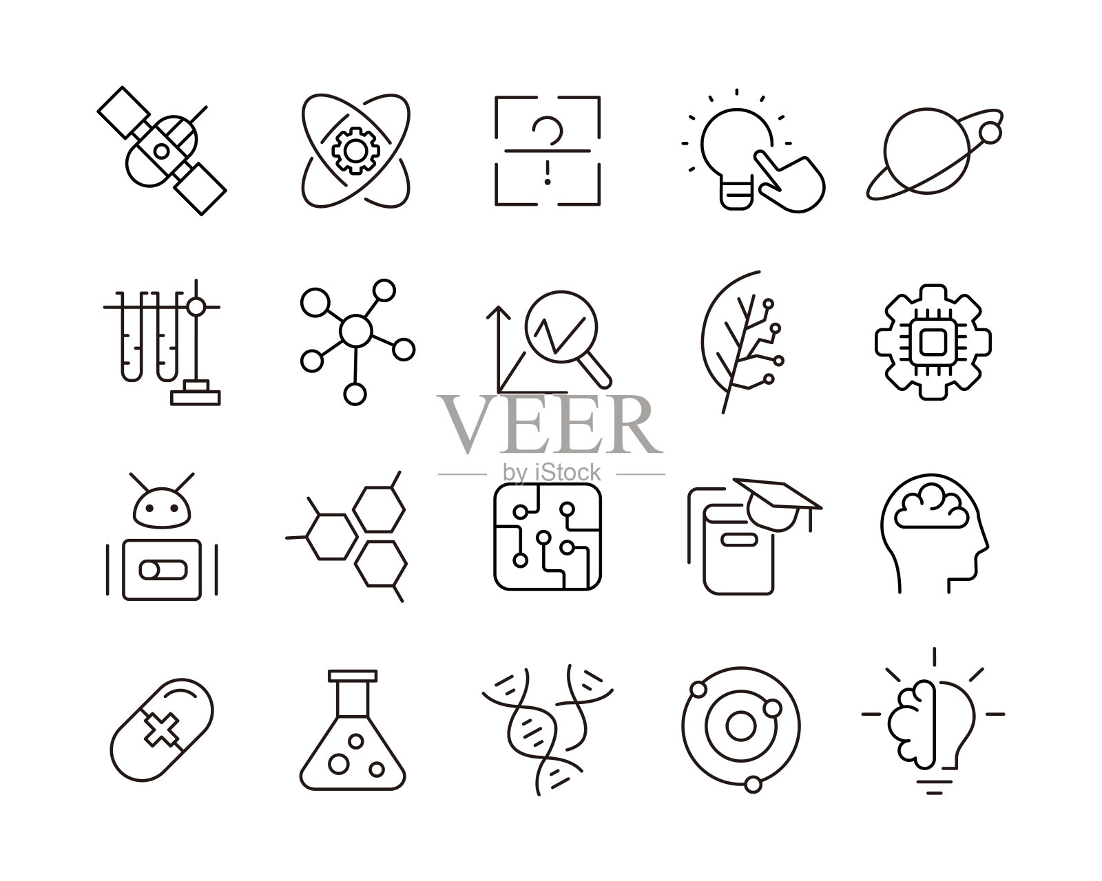 科学图标-矢量线图标插画图片素材